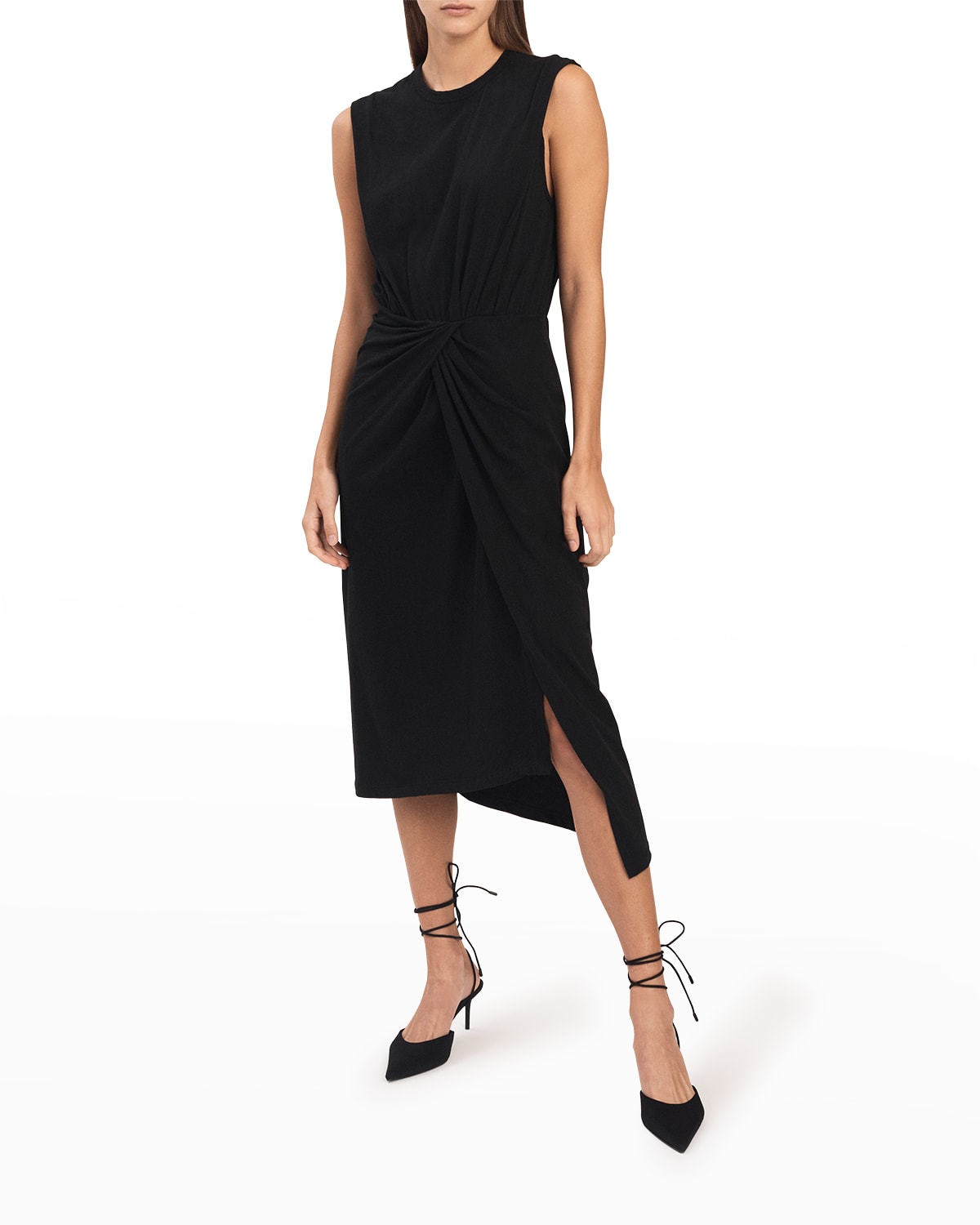 Ramy Brook Hannah Satin Wrap Midi Dress | Neiman Marcus