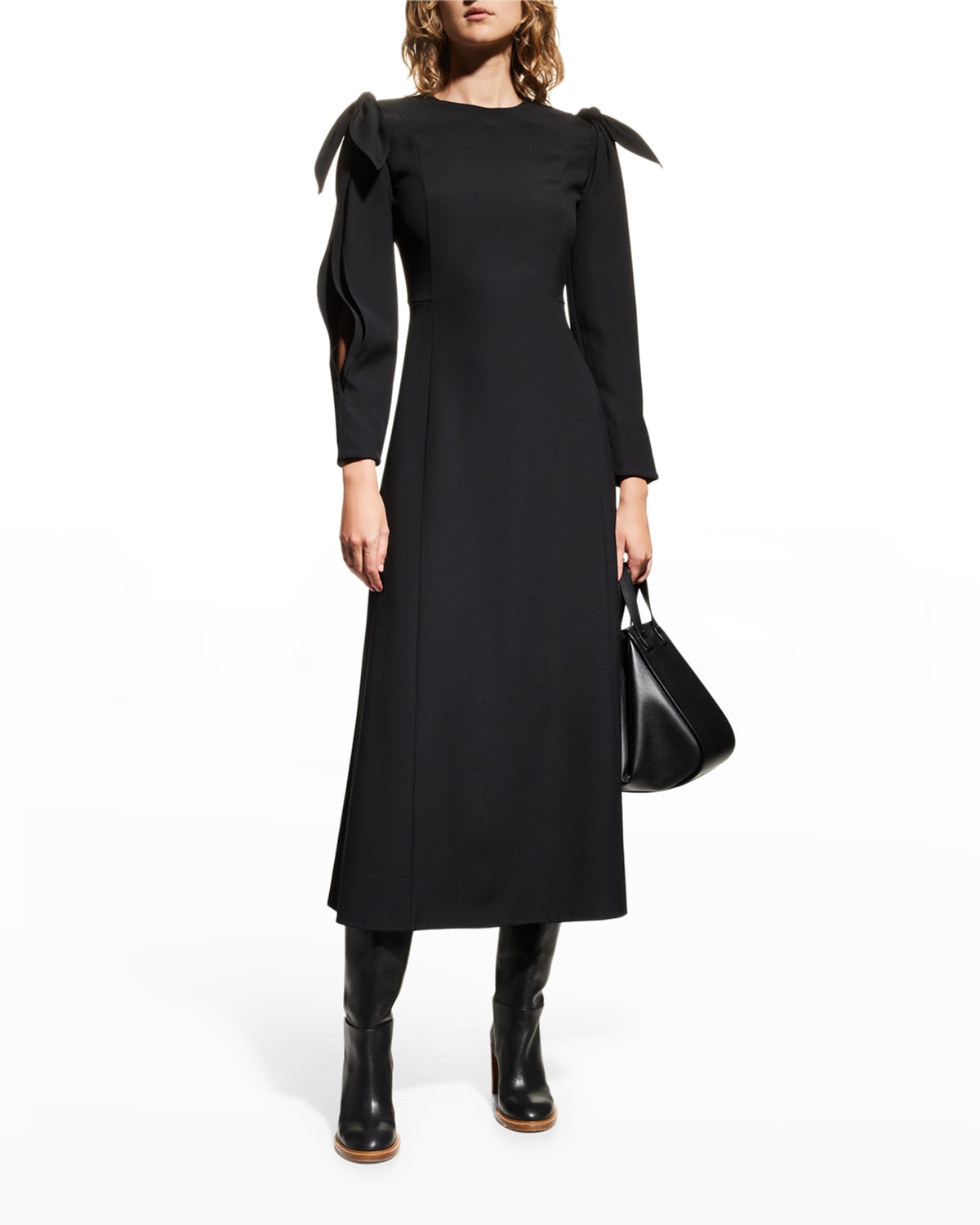 Long Sleeve Wool Dress | Neiman Marcus