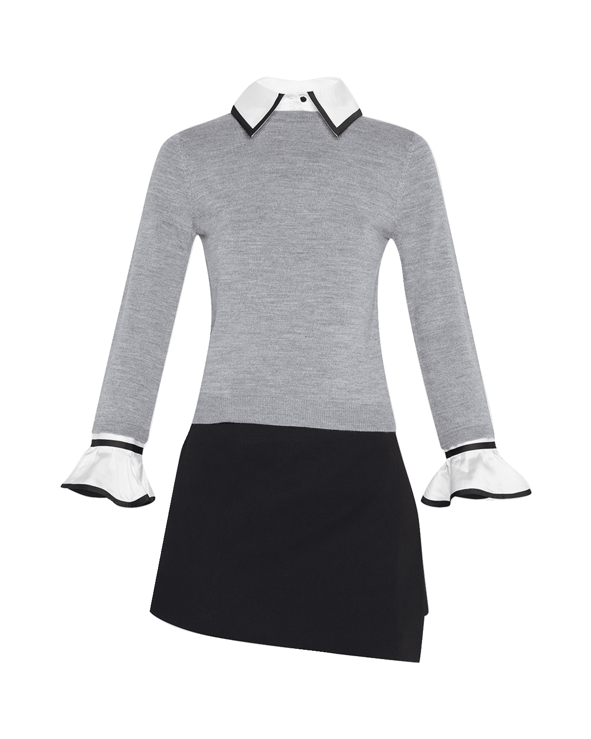 Alice + Olivia Justina Woven Combo Long-Sleeve Pullover