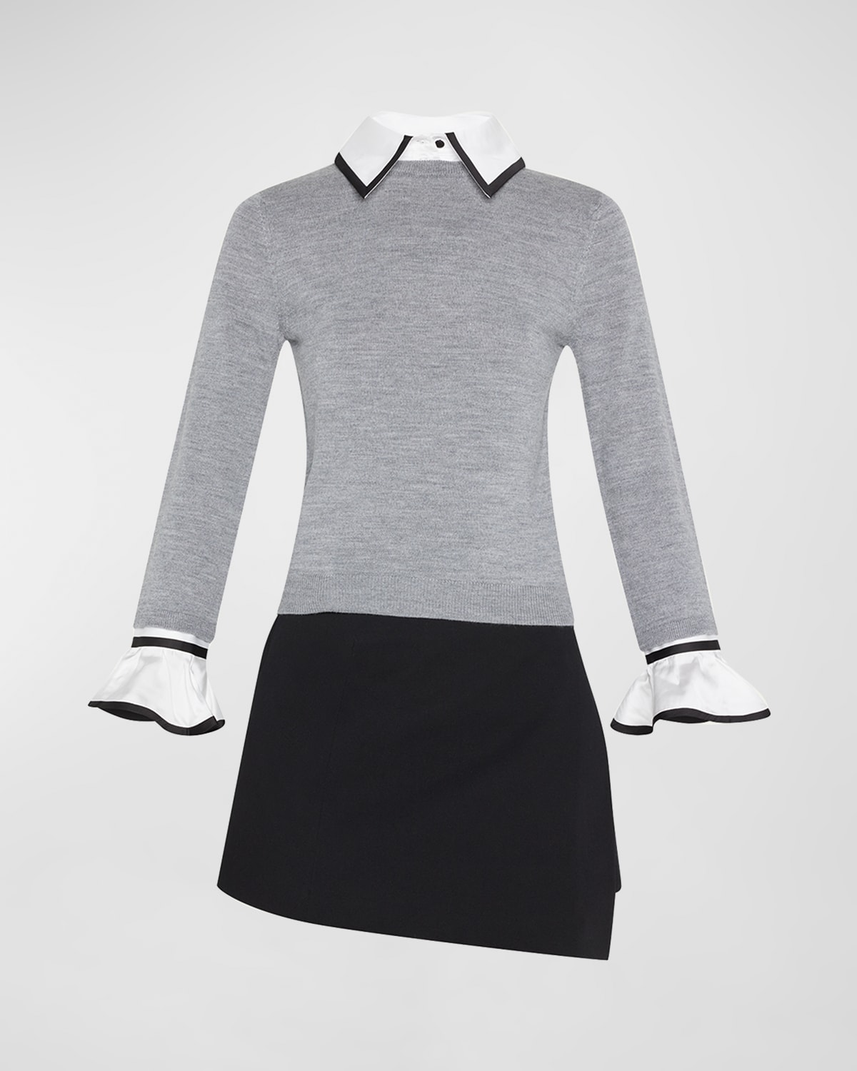Alice + Olivia Justina Woven Combo Long-Sleeve Pullover