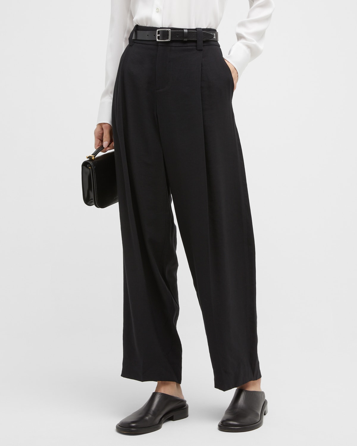 Pleated Wide Leg Pants Neiman Marcus