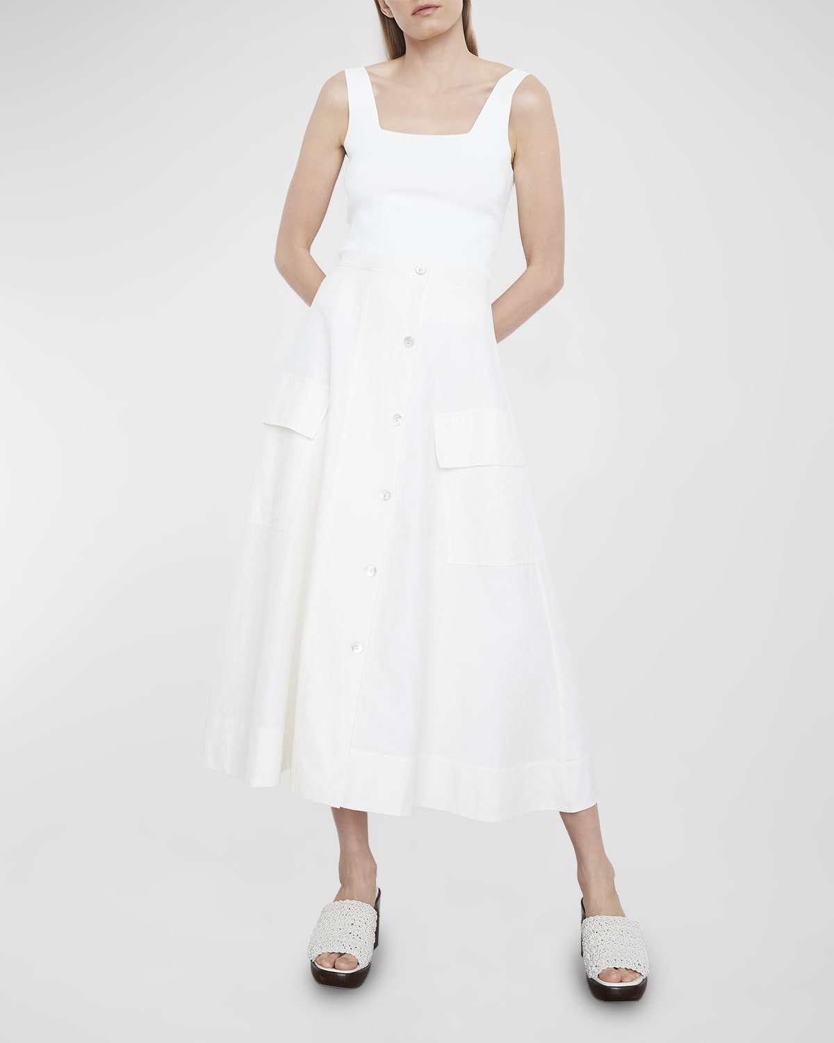 2912216 Yellow A-Line Linen Skirt