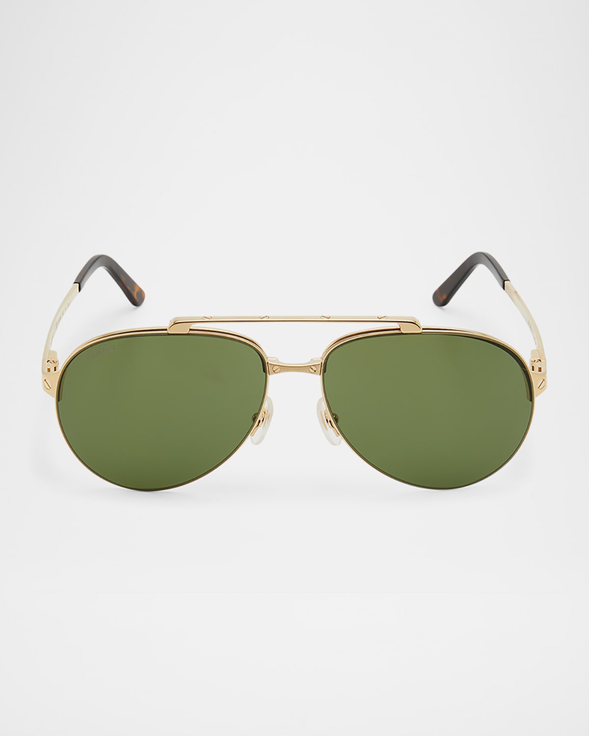 Cartier Men 's Metal Double-Bridge Aviator Sunglasses
