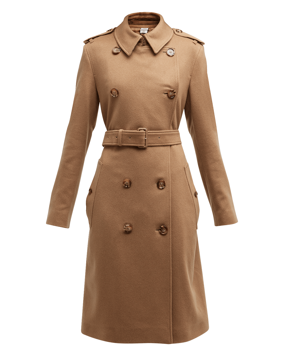 Burberry Kensington Double-Breasted Cashmere Trench Coat