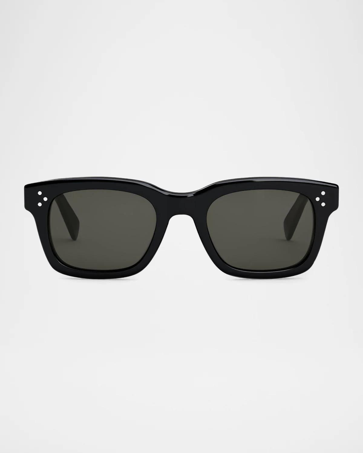 CELINE Men's Havana Rectangle Logo Sunglasses