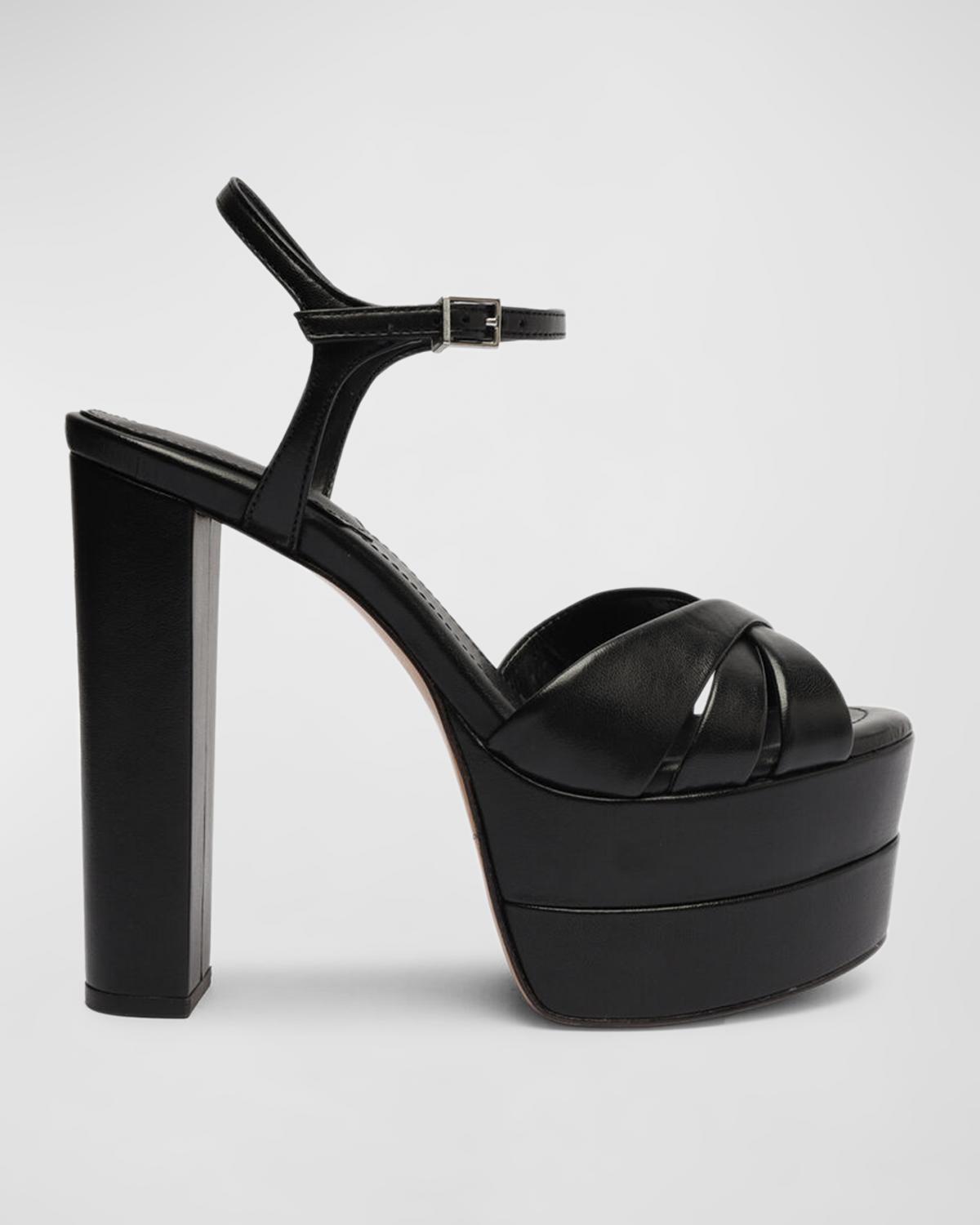 Schutz Keefa Leather Ankle-Strap Platform Sandals