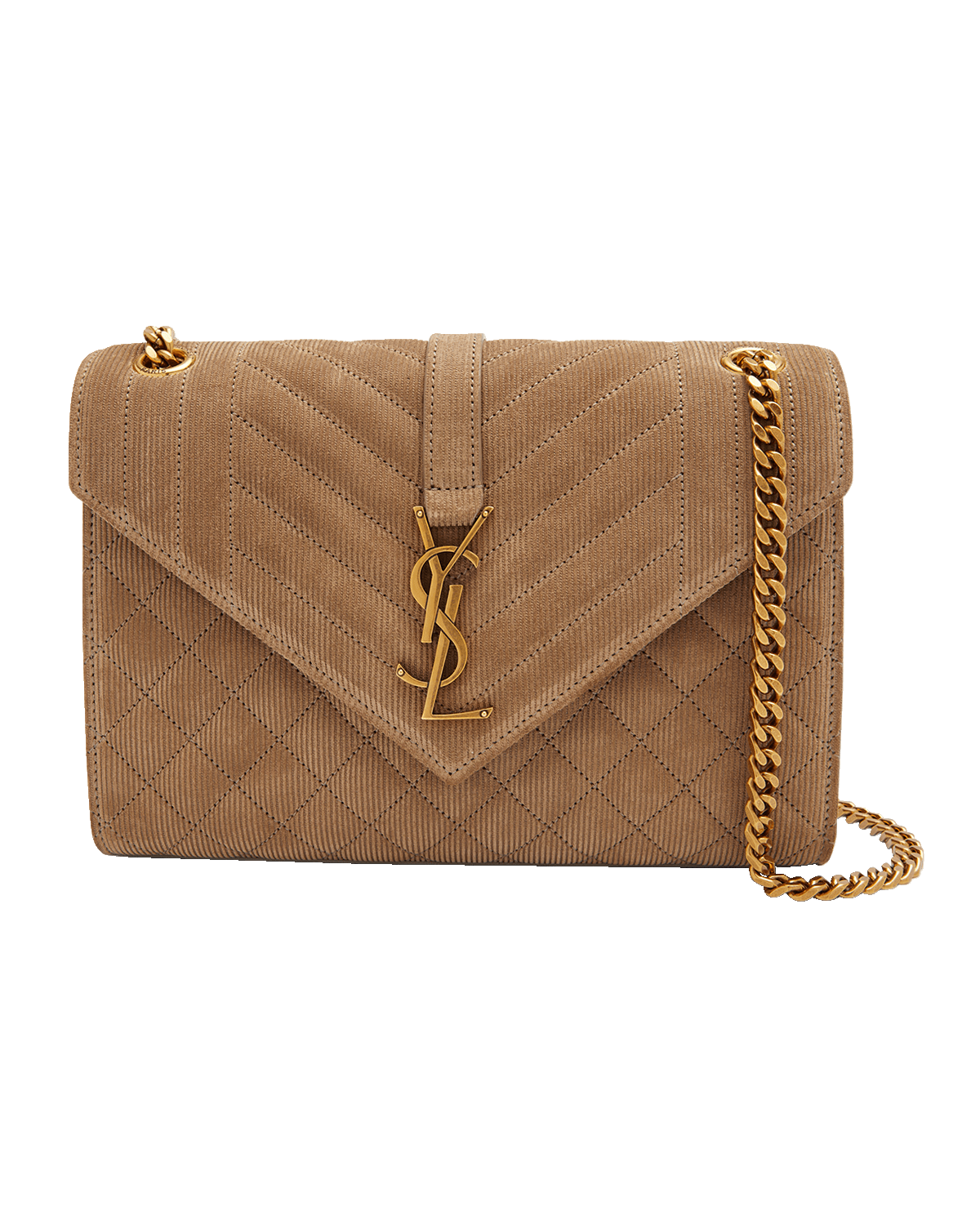Saint Laurent Envelope Triquilt Medium YSL Shoulder Bag in Corduroy