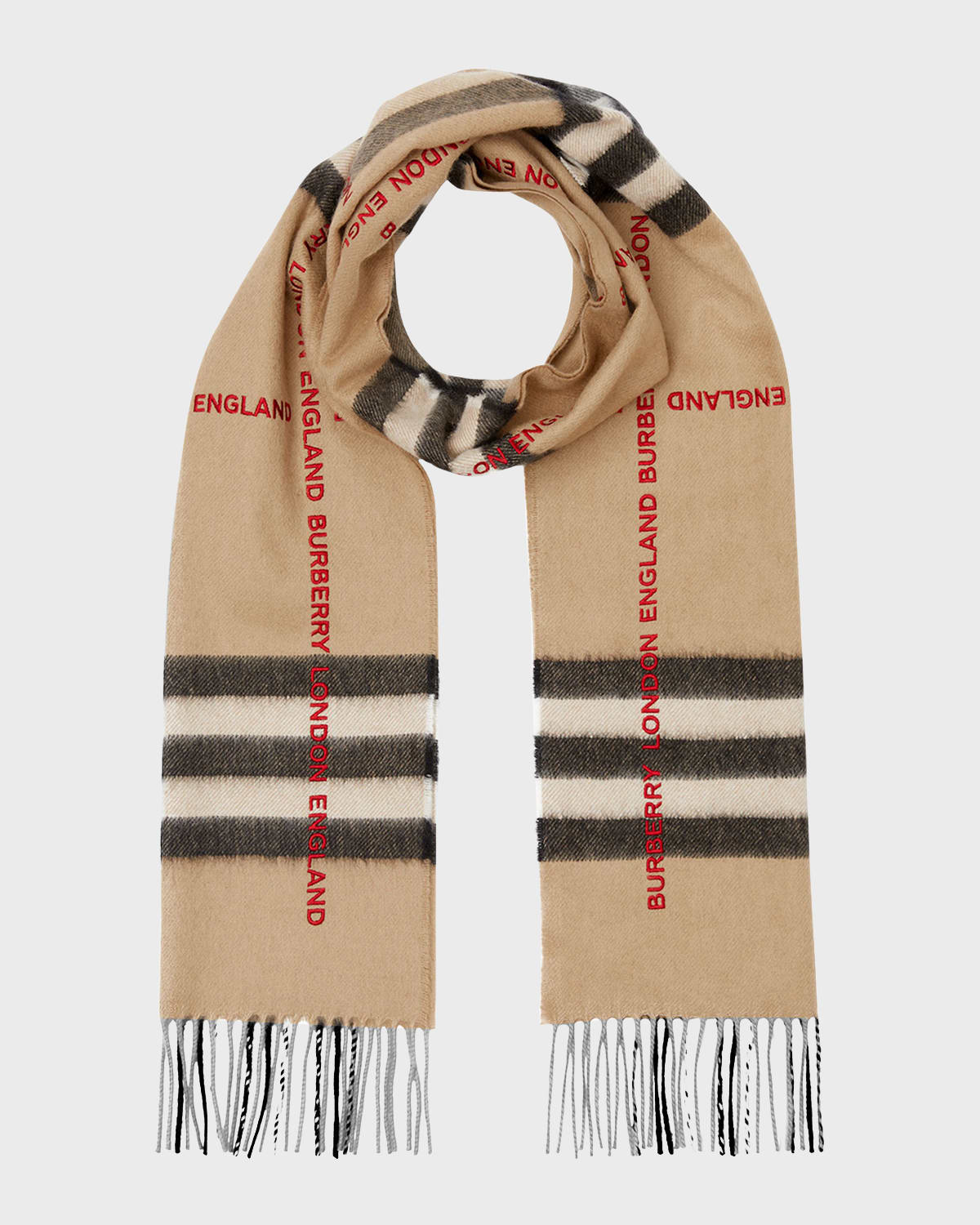 Burberry Cashmere Giant Check Lateral Split Scarf in Brown Womens Mens Accessories Mens Scarves and mufflers 