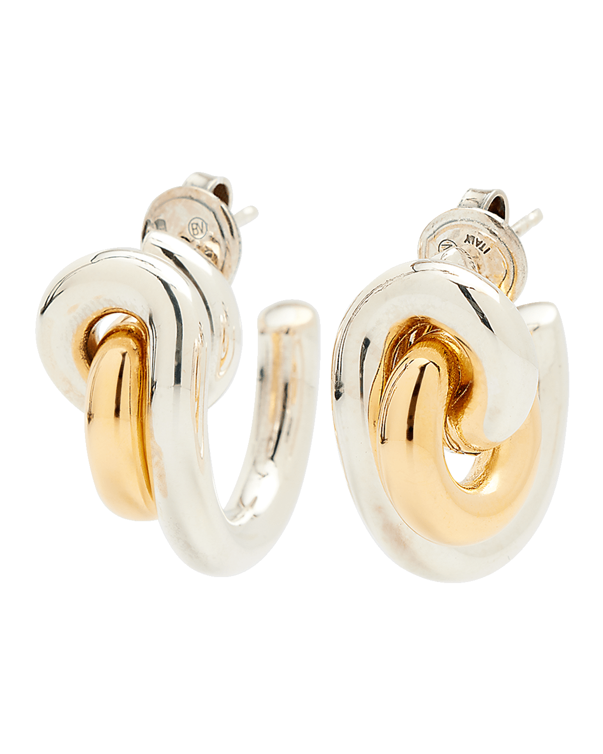 Bottega Veneta Two-Tone Huggie and Ring Earrings