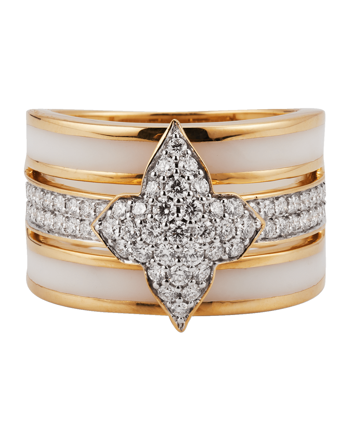 Farah Khan Atelier 18K Yellow Gold Atlas White Bold Ring, Size 7