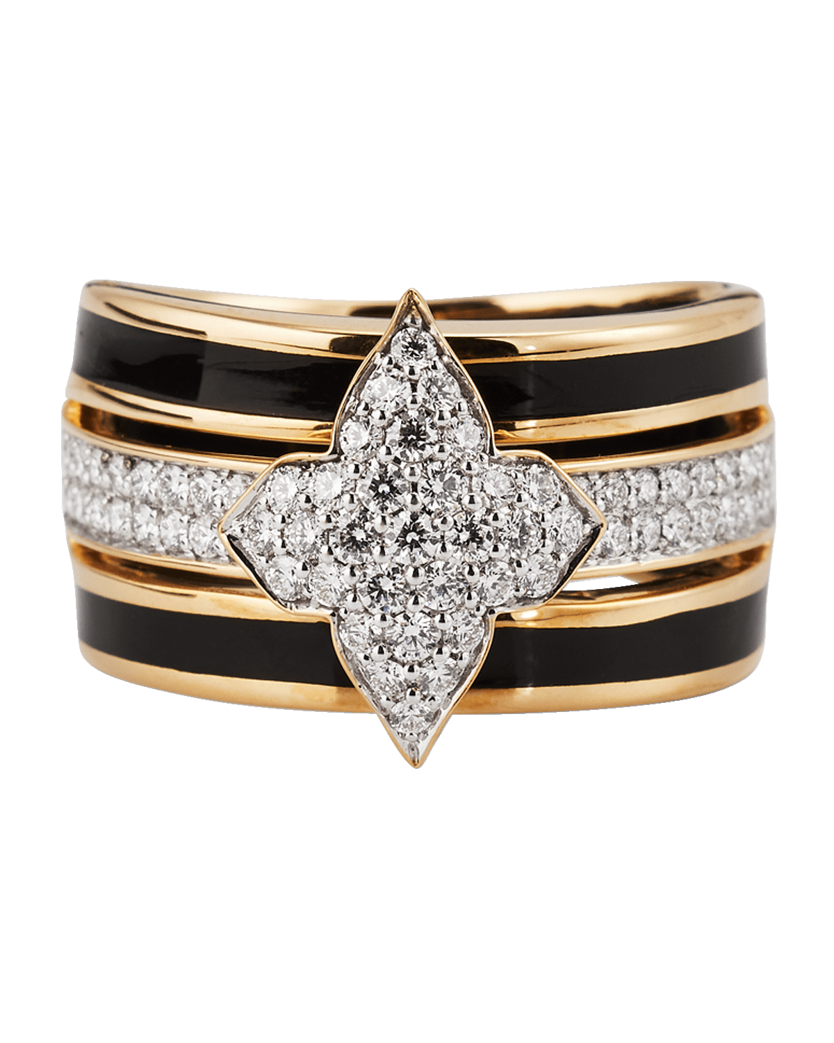 Farah Khan Atelier 18K Yellow Gold Piano Black Bold Ring, Size 7