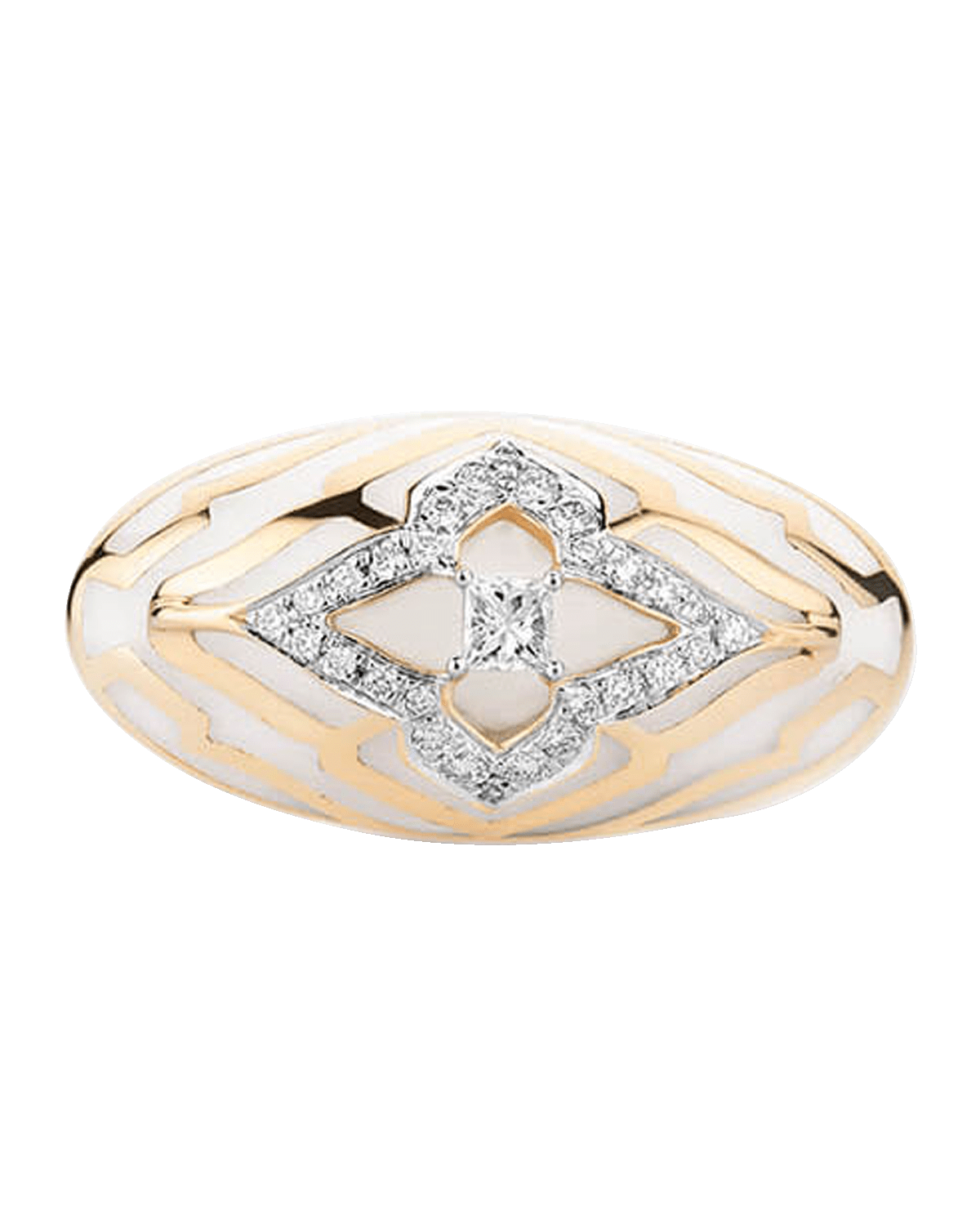 Farah Khan Atelier 18Kt Yellow Gold Atlas White Gstaad Vivacious Ring, Size 6.5