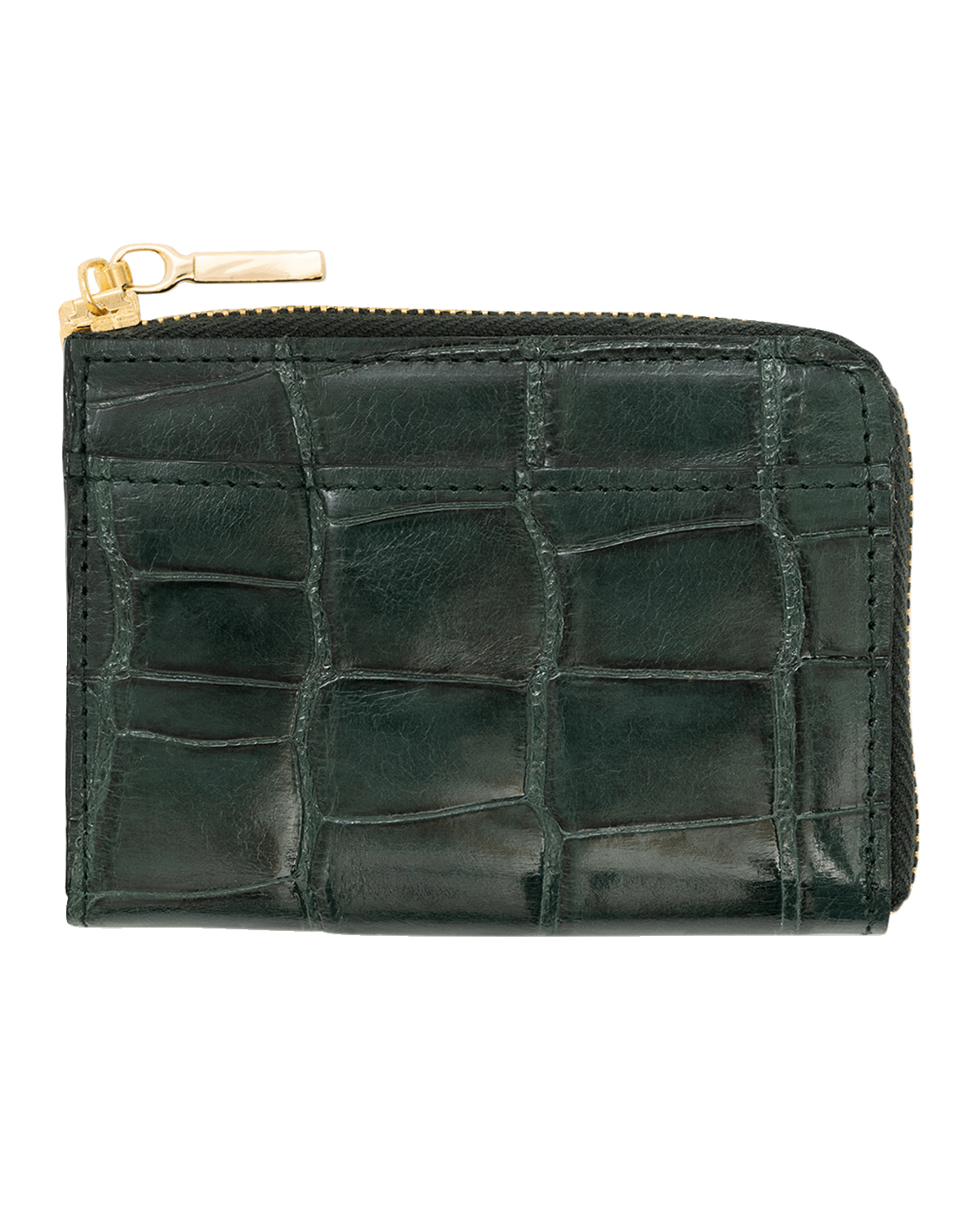 Abas Men's Glazed Alligator Leather Zip Card Case