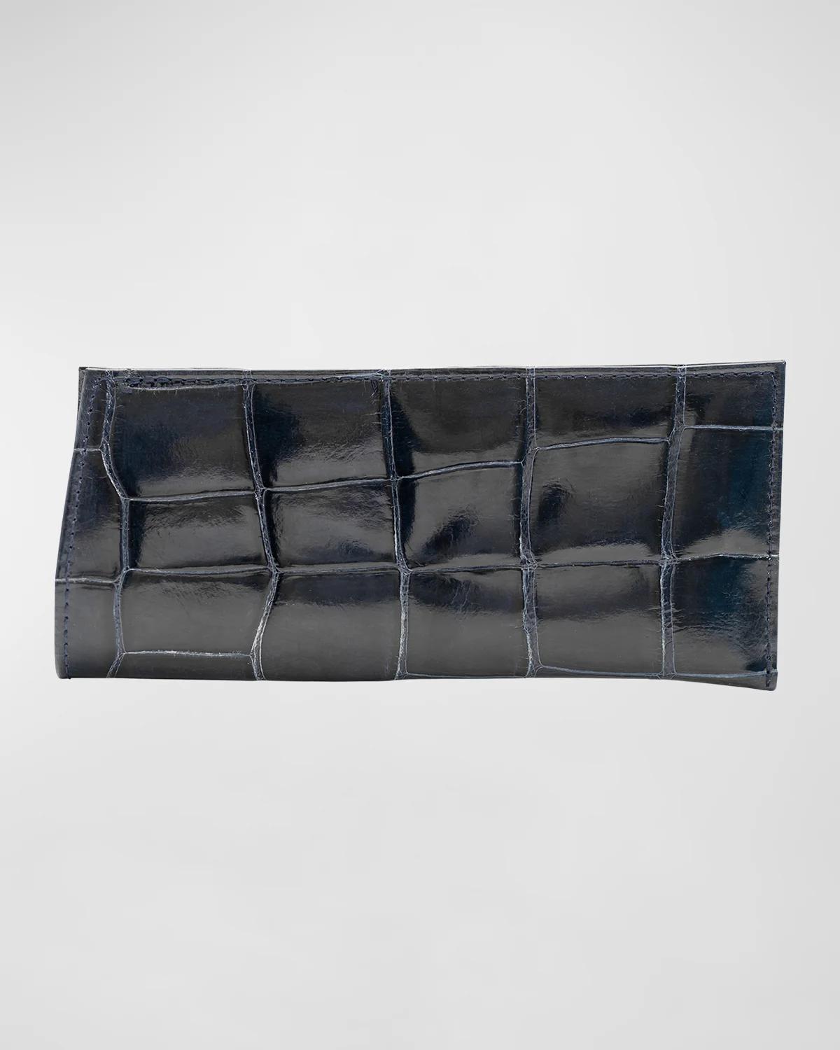 Abas Men's Glazed Alligator Leather Eyewear Case