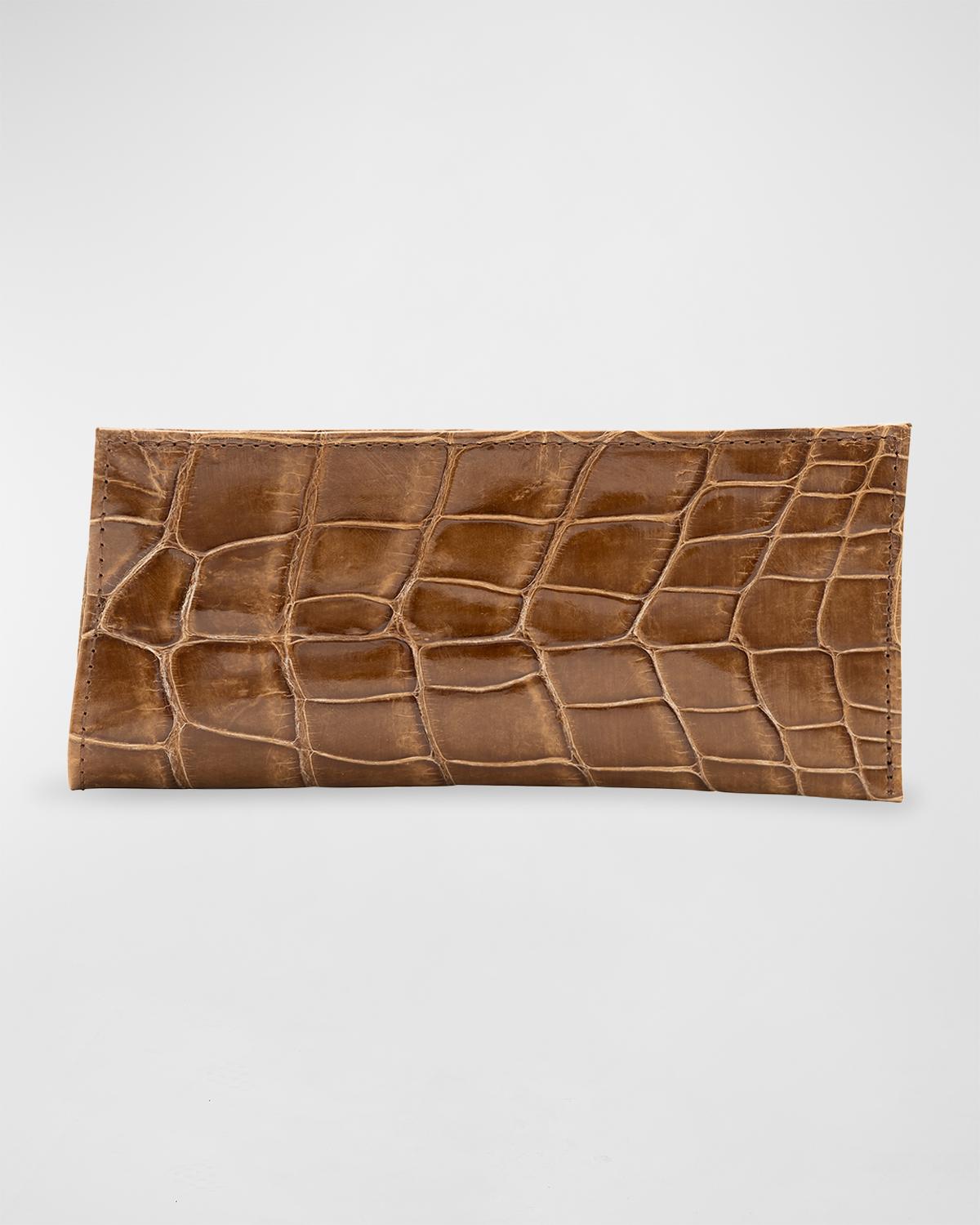 Abas Men's Glazed Alligator Leather Eyewear Case
