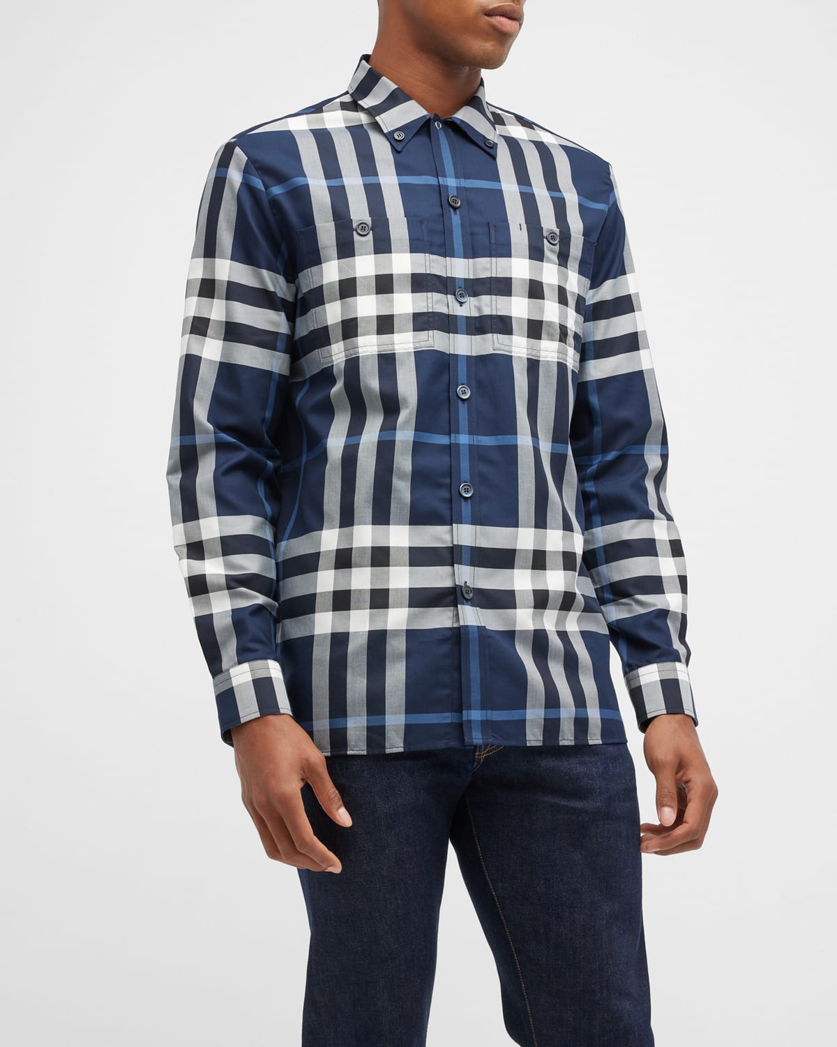 Burberry Blue Check Shirt | Neiman Marcus