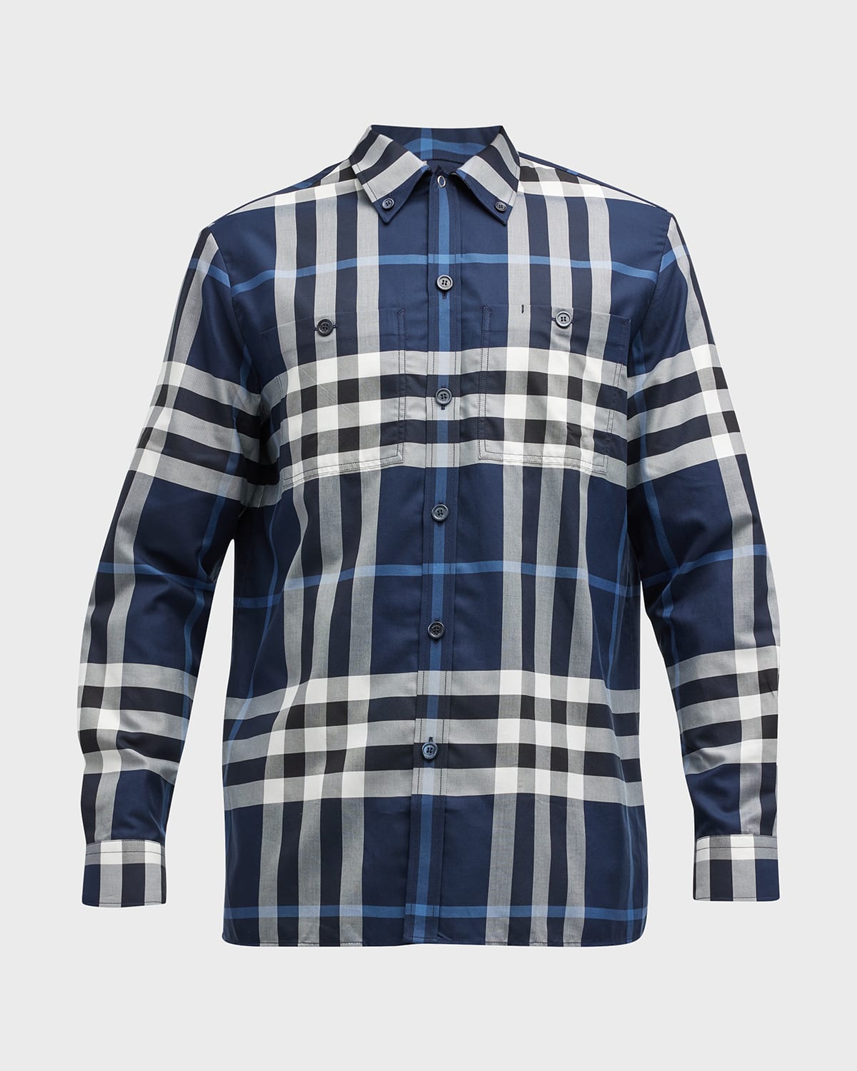 Top 120+ imagen blue burberry shirt