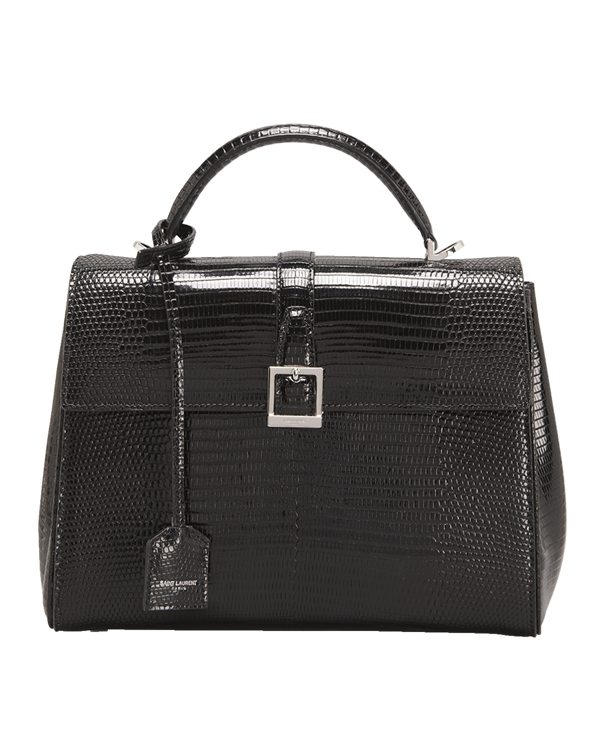 Saint Laurent Le Fermoir Small Top-Handle Bag in Lizard
