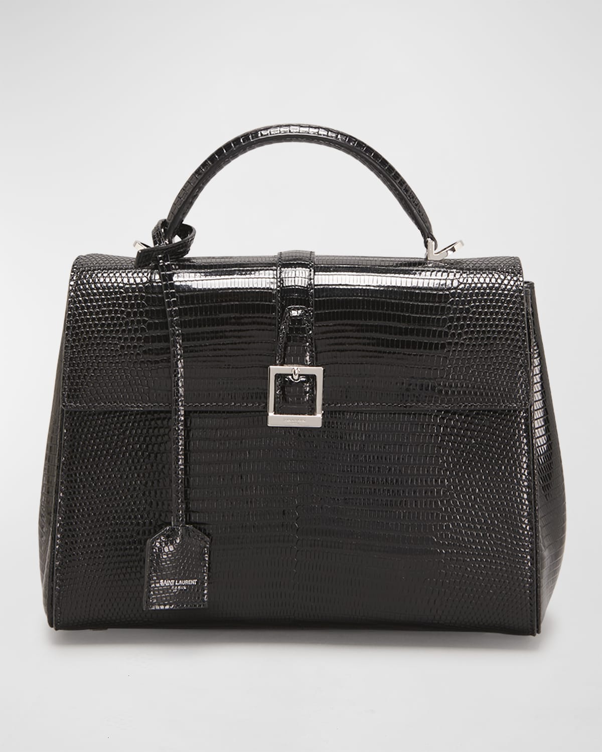 Saint Laurent Le Fermoir Small Top-Handle Bag in Lizard