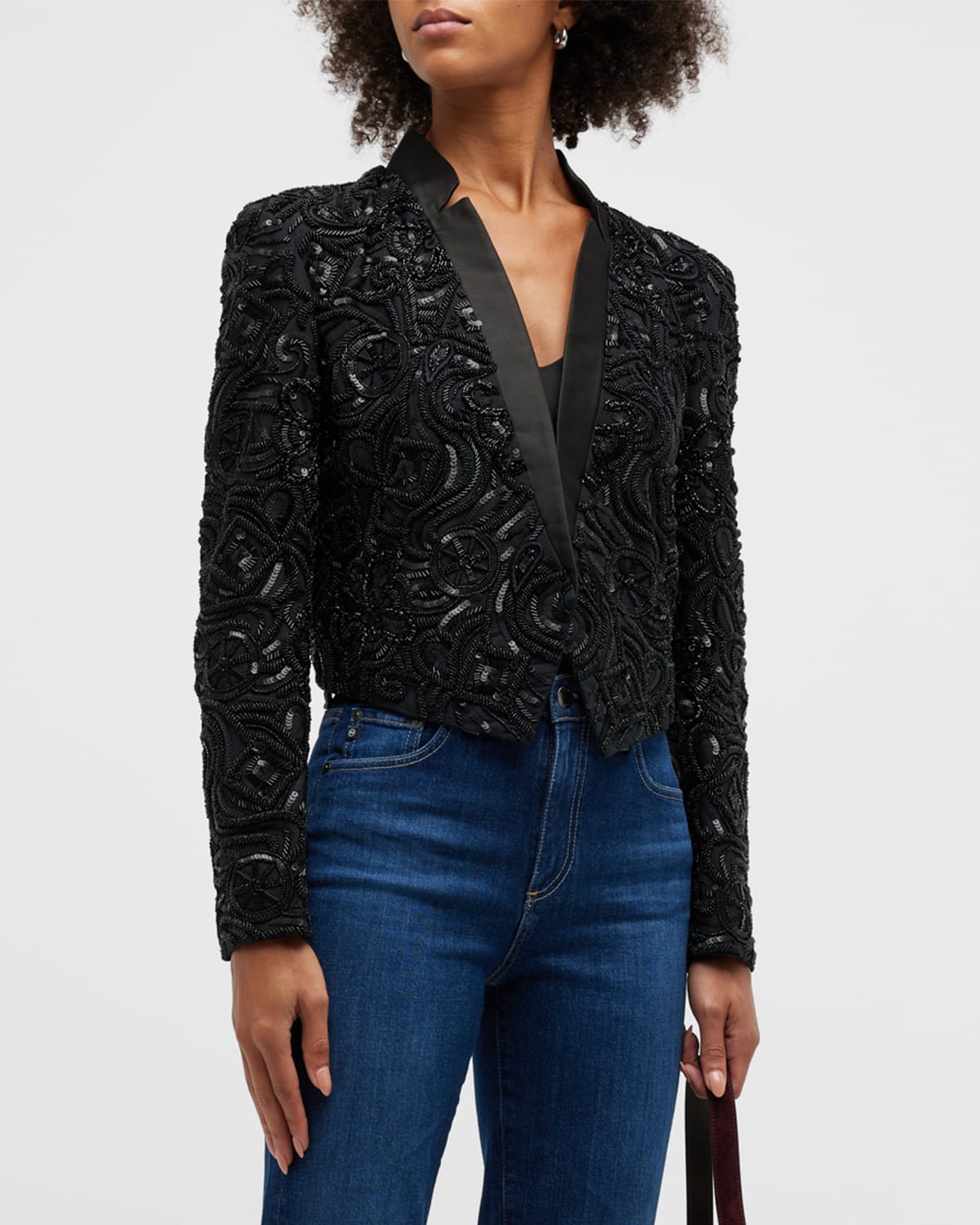 Veronica Beard Delony Beaded Cropped Jacket