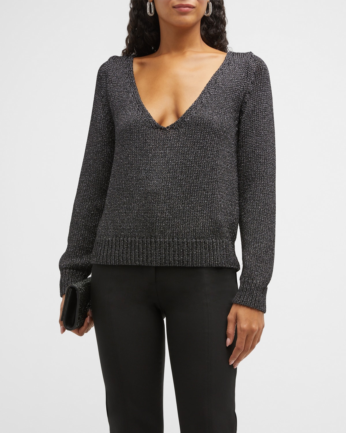 Ribbed Knit V Neck Top | Neiman Marcus