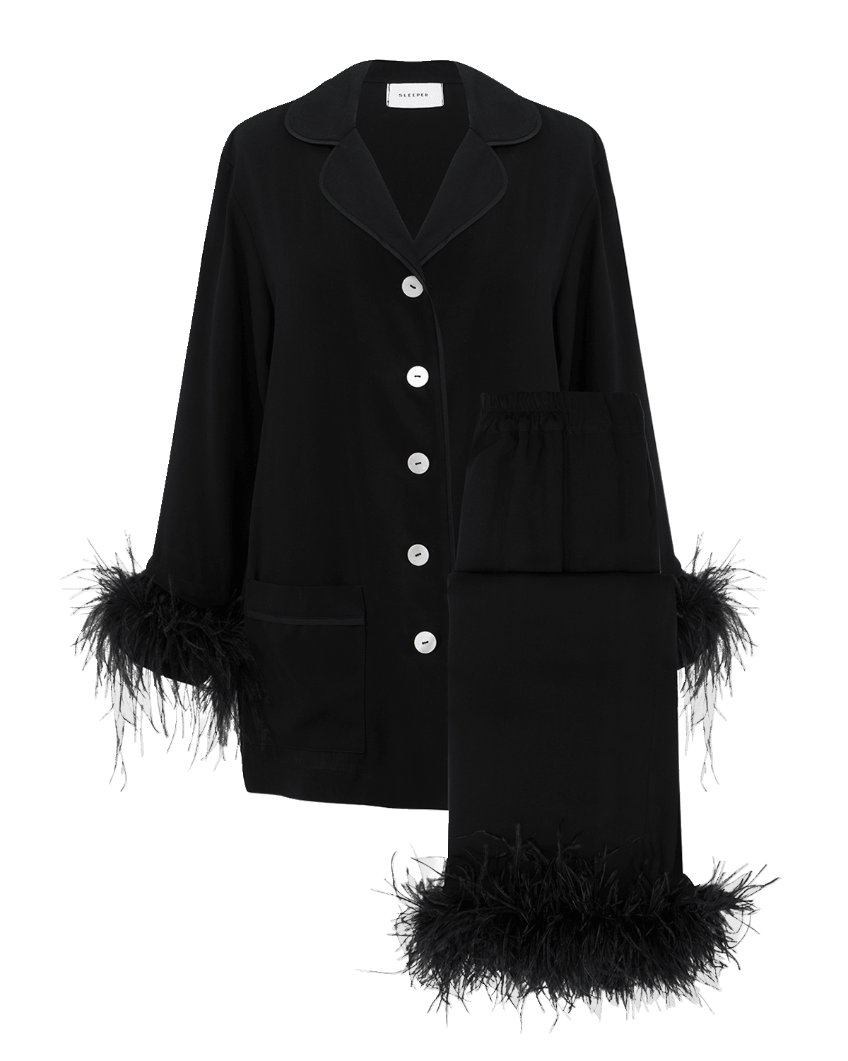 Sleeper Feather-Trim Party Pajama Set