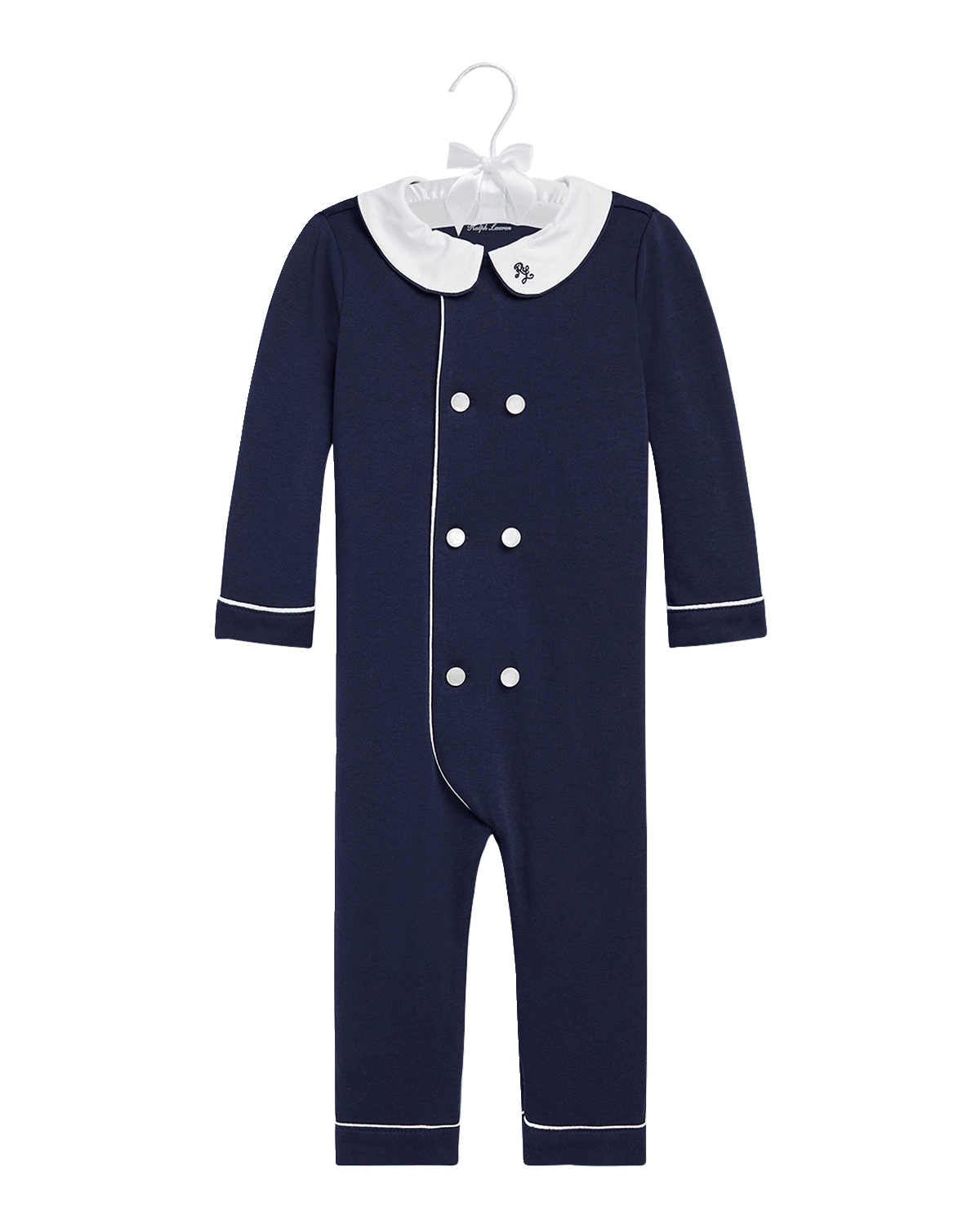 Ralph Lauren Childrenswear Boy's Double Breasted Embroidered Coverall, Size 3M-24M