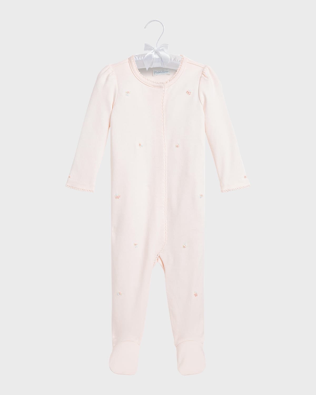 Ralph Lauren Childrenswear Girl's Embroidered Flowers Footie, Size 3M-9M