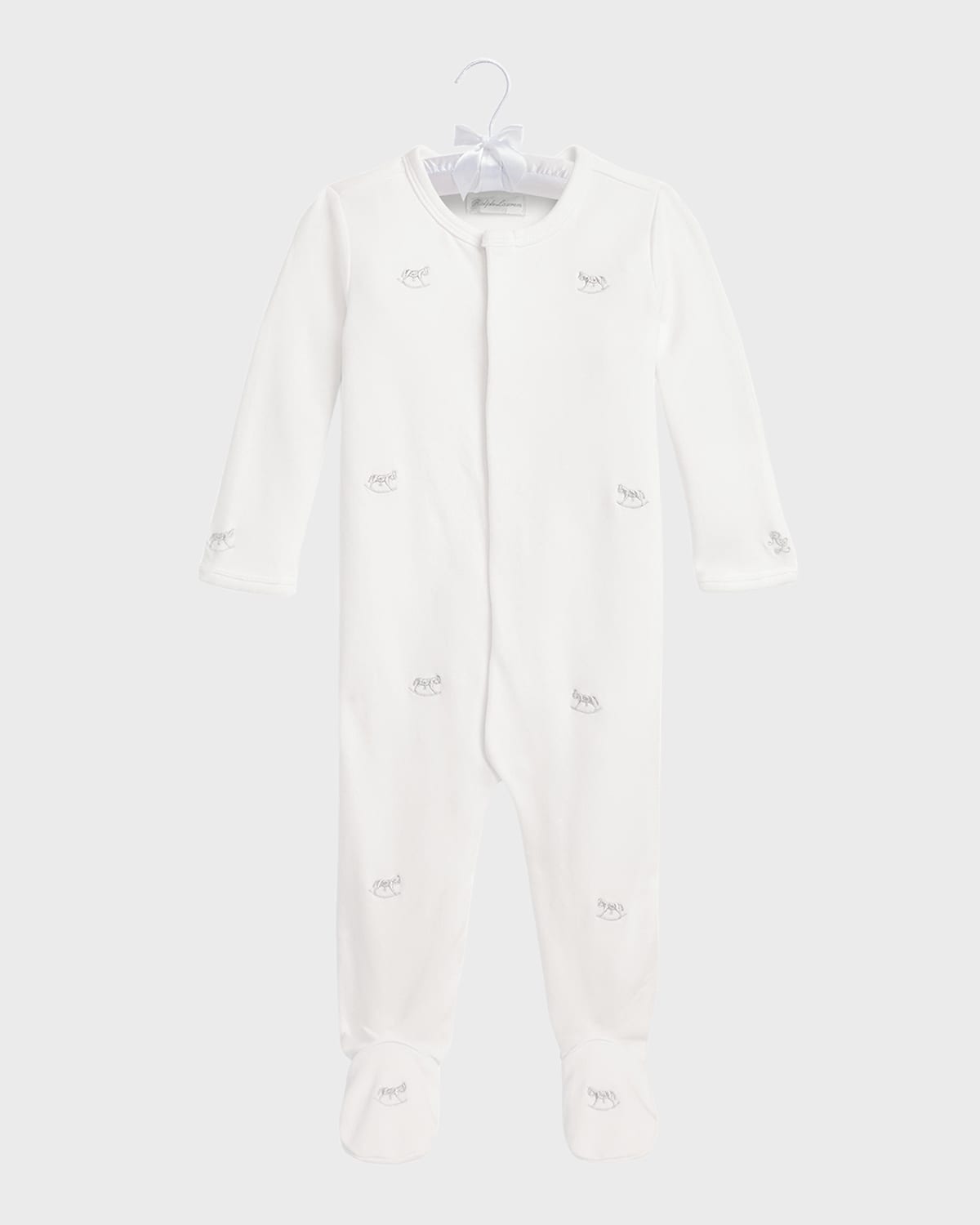 Ralph Lauren Childrenswear Boy's Embroidered Rocking Horse Footie, Size 3M-9M