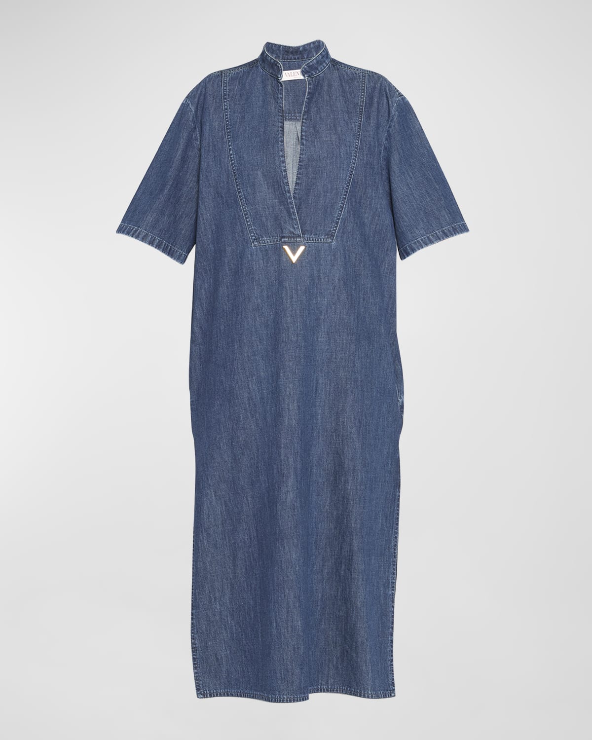 Valentino Garavani Bib-Front Denim Midi Caftan