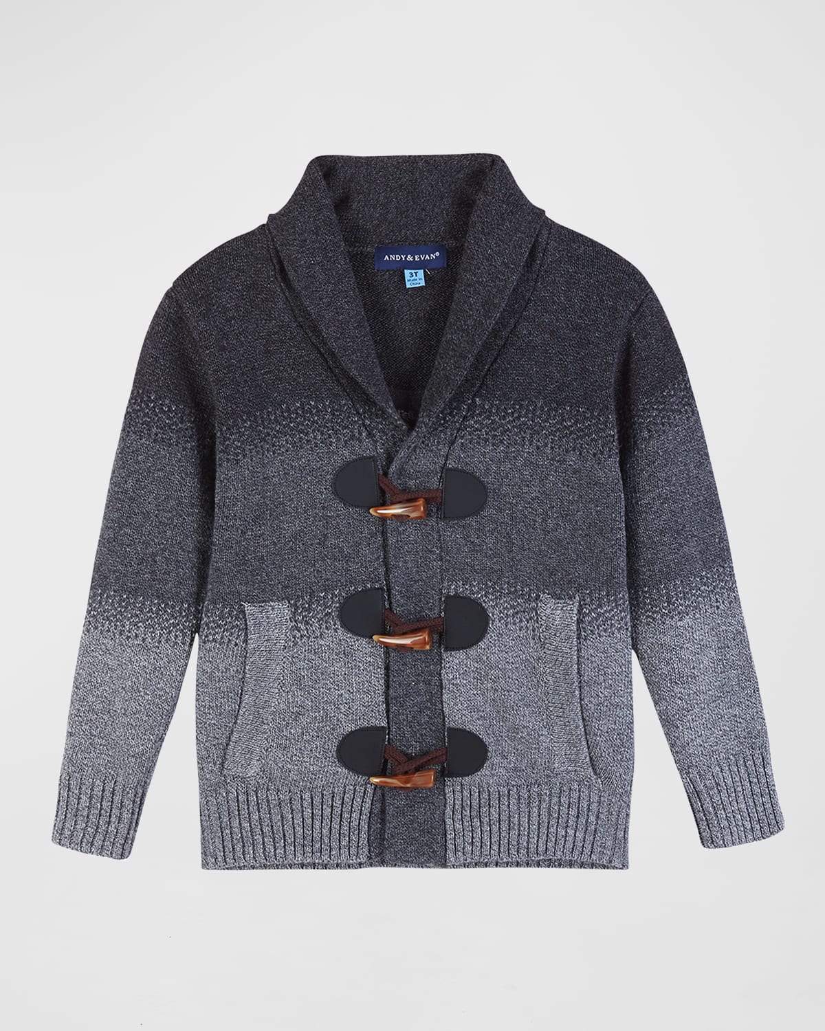 Andy & Evan Boy's Color Block Toggle Button Down Cardigan, Size 2-7