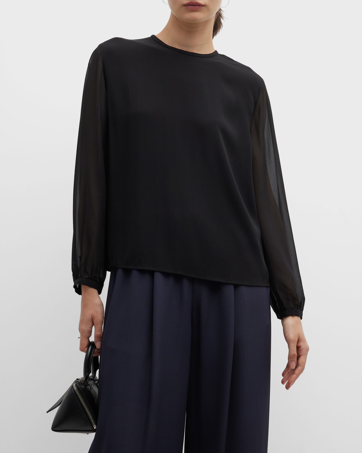 Sheer Long Sleeves Top Neiman Marcus