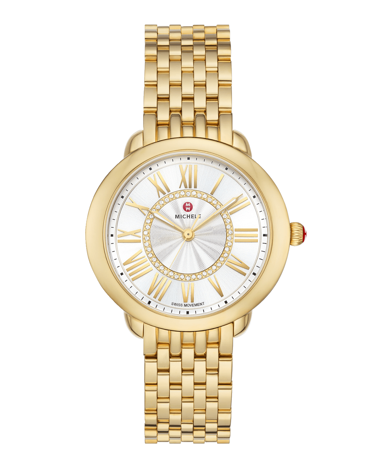 MICHELE Serein Mid Non Diamond Gold-Plated Watch with White Sunray Dial