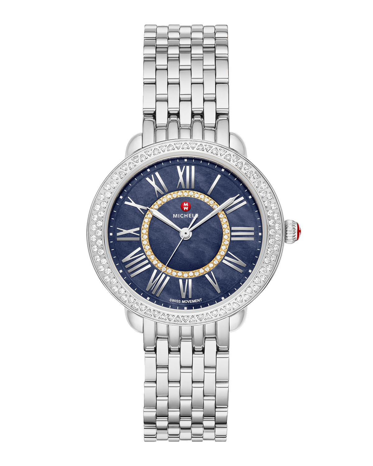 MICHELE Serein Mid Diamond Bracelet Watch with Navy Blue Dial
