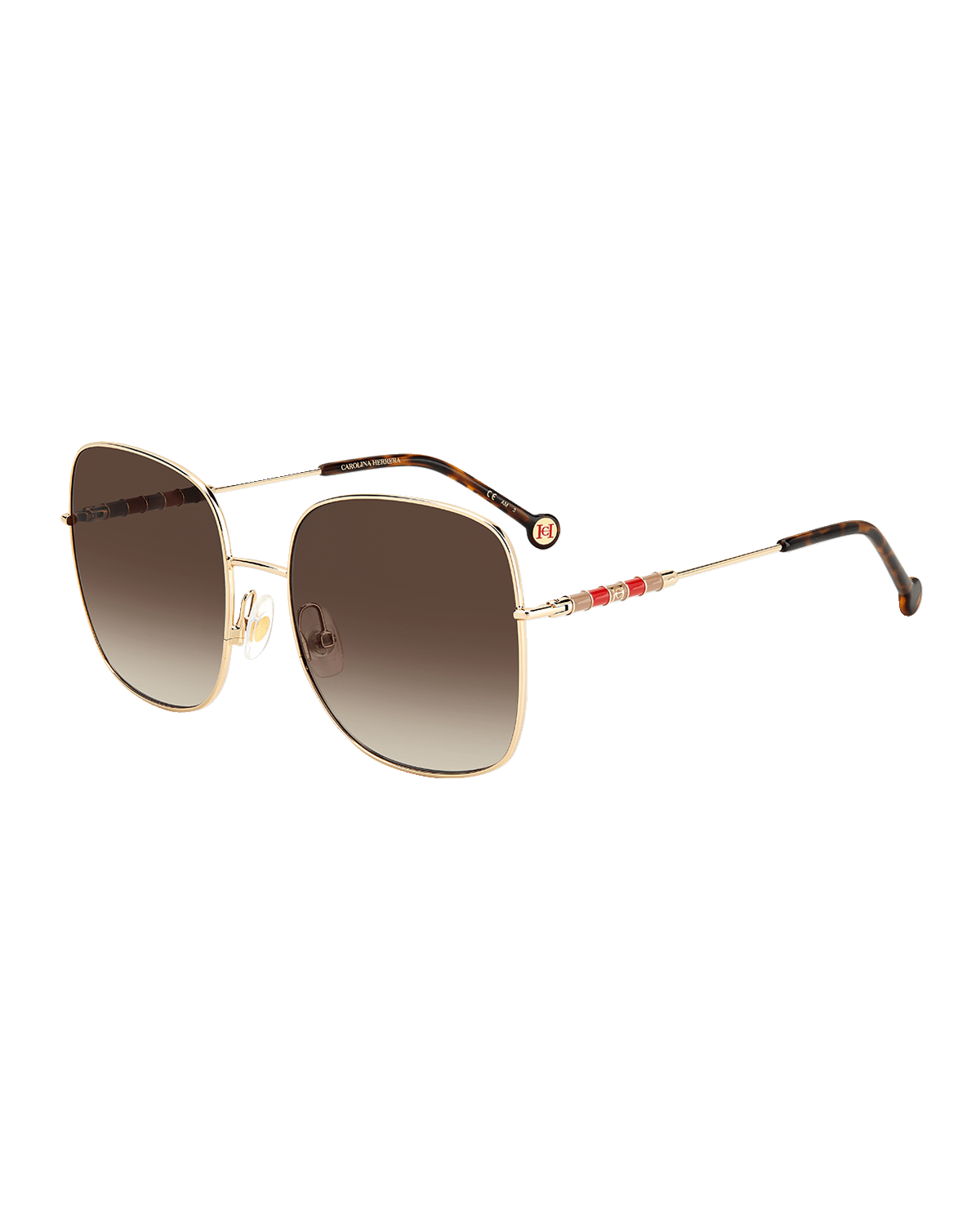 Carolina Herrera Tonal Striped Monogram Square Metal Sunglasses