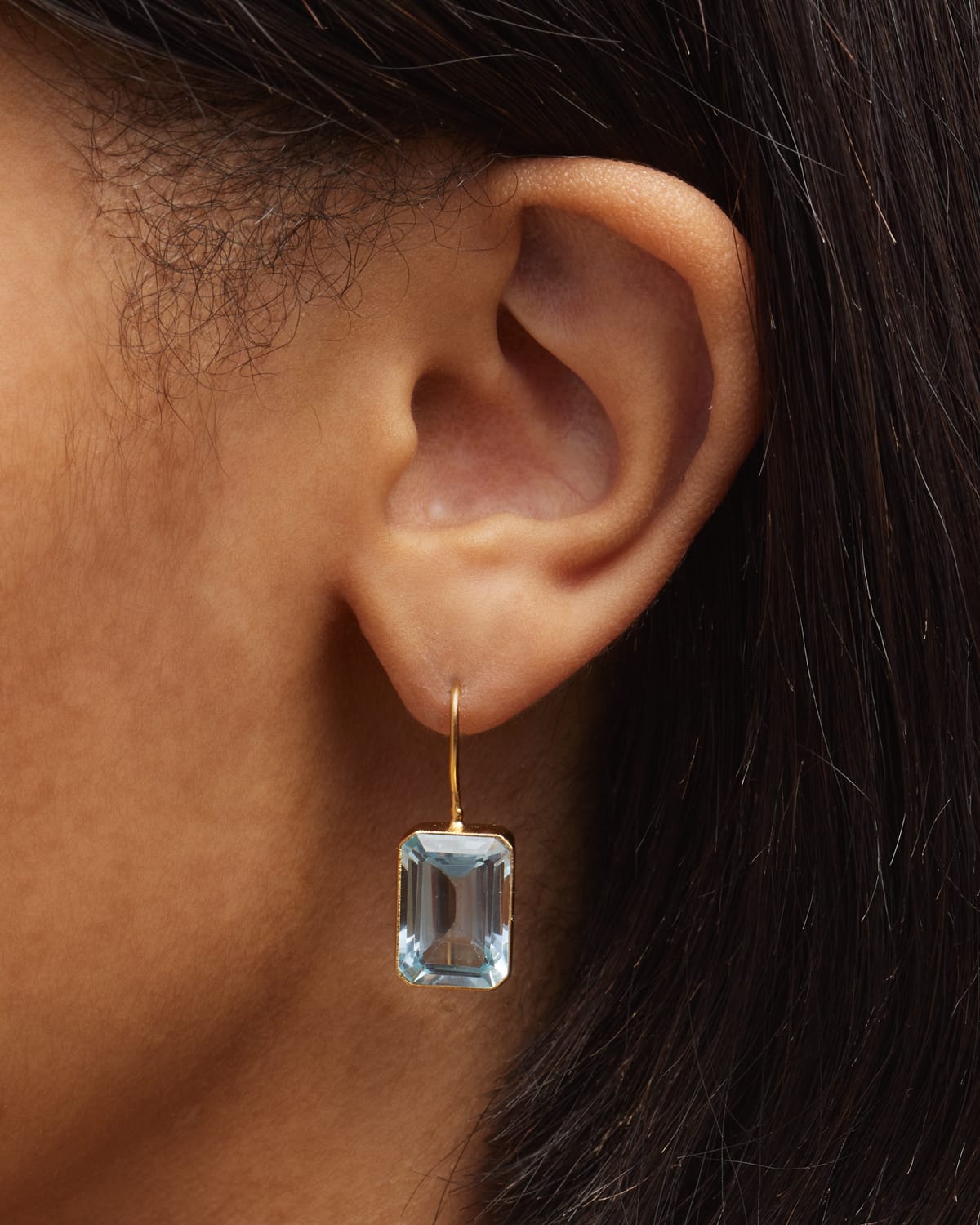 Dina Mackney Brazilian Blue Topaz Emerald-Cut Earrings