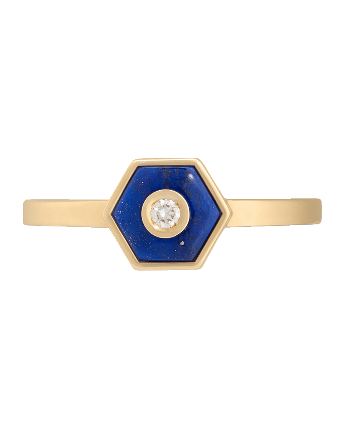Miseno Baia Sommersa 18K Yellow Gold Ring with White Diamond and Lapis