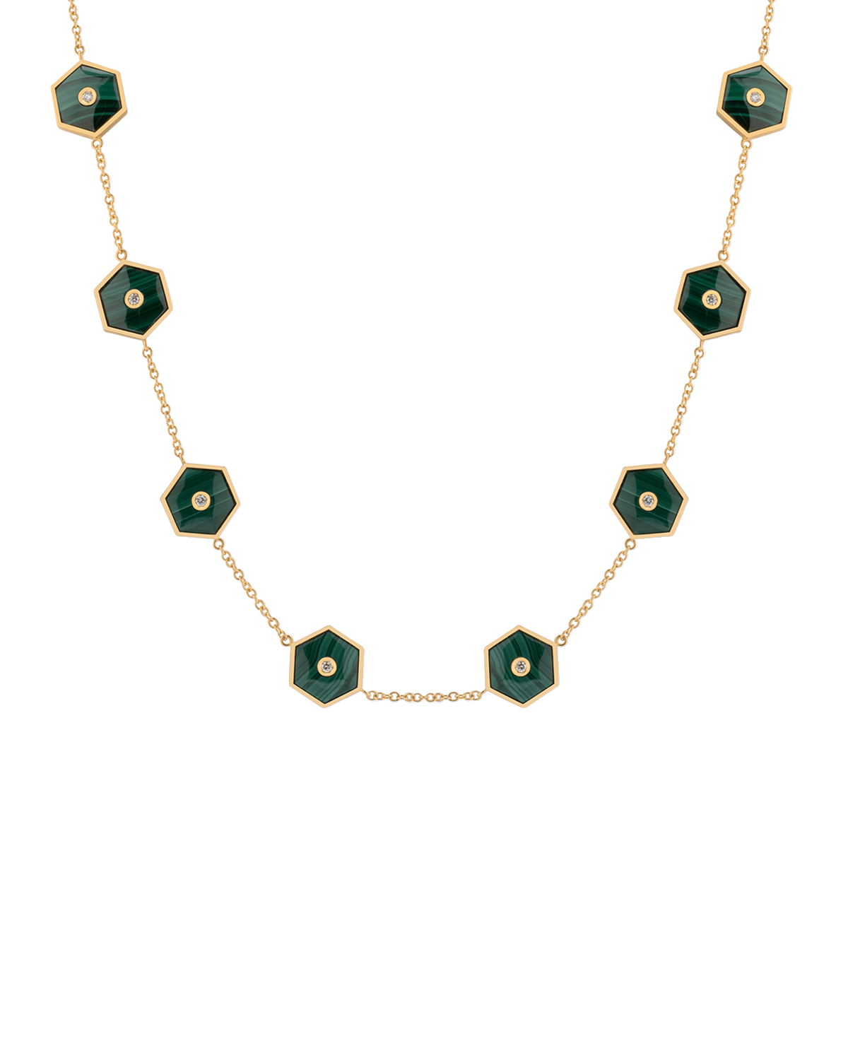 Miseno Baia Sommersa 18K Yellow Gold Malachite and Diamond Necklace