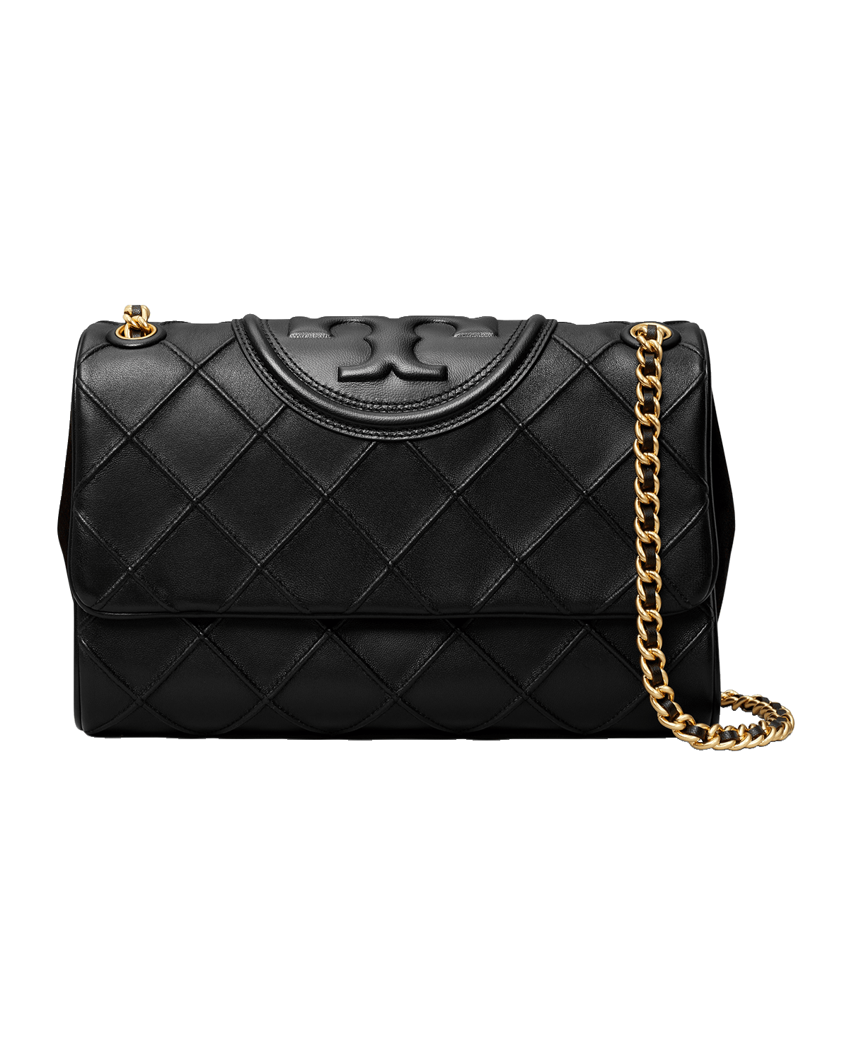 Tory Burch Fleming Woven Lambskin Convertible Shoulder Bag