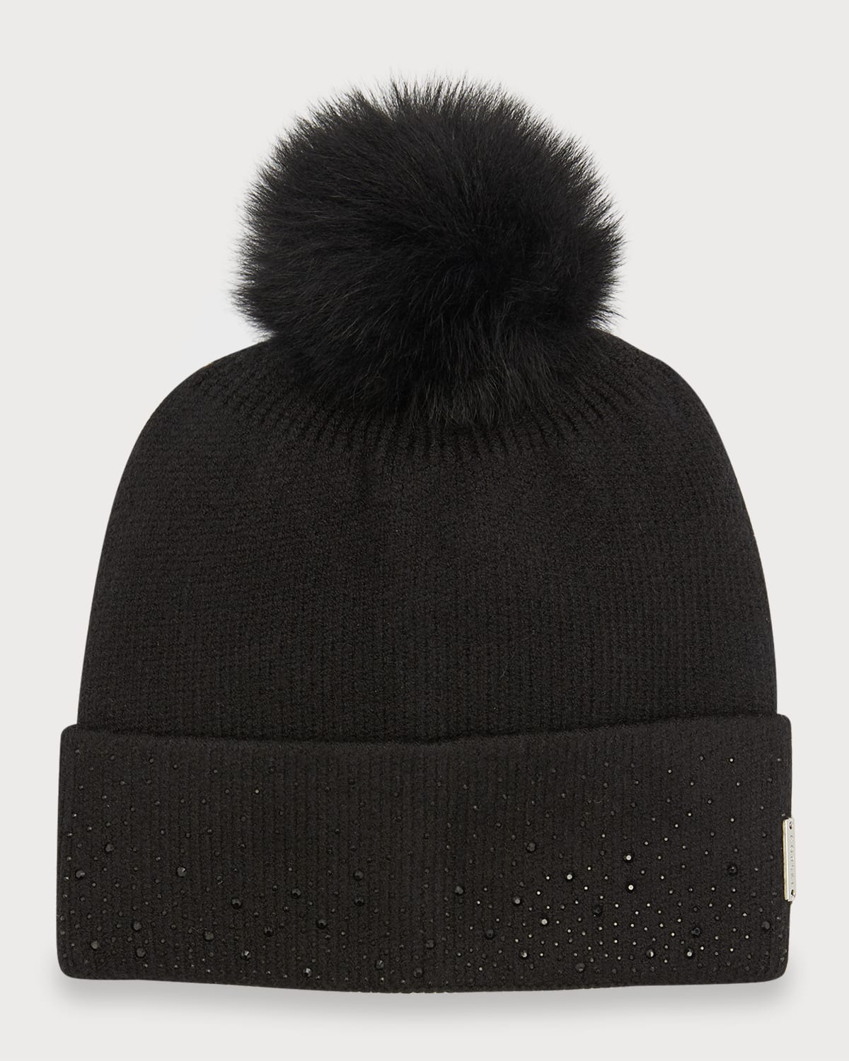 Gorski Embellished Toscana Lamb Pom Knit Beanie