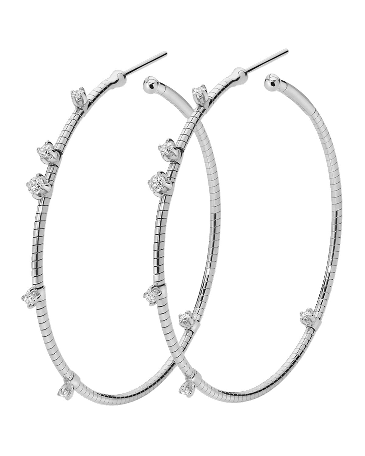 Mattia Cielo 18k White Gold Diamond Hoop Earrings