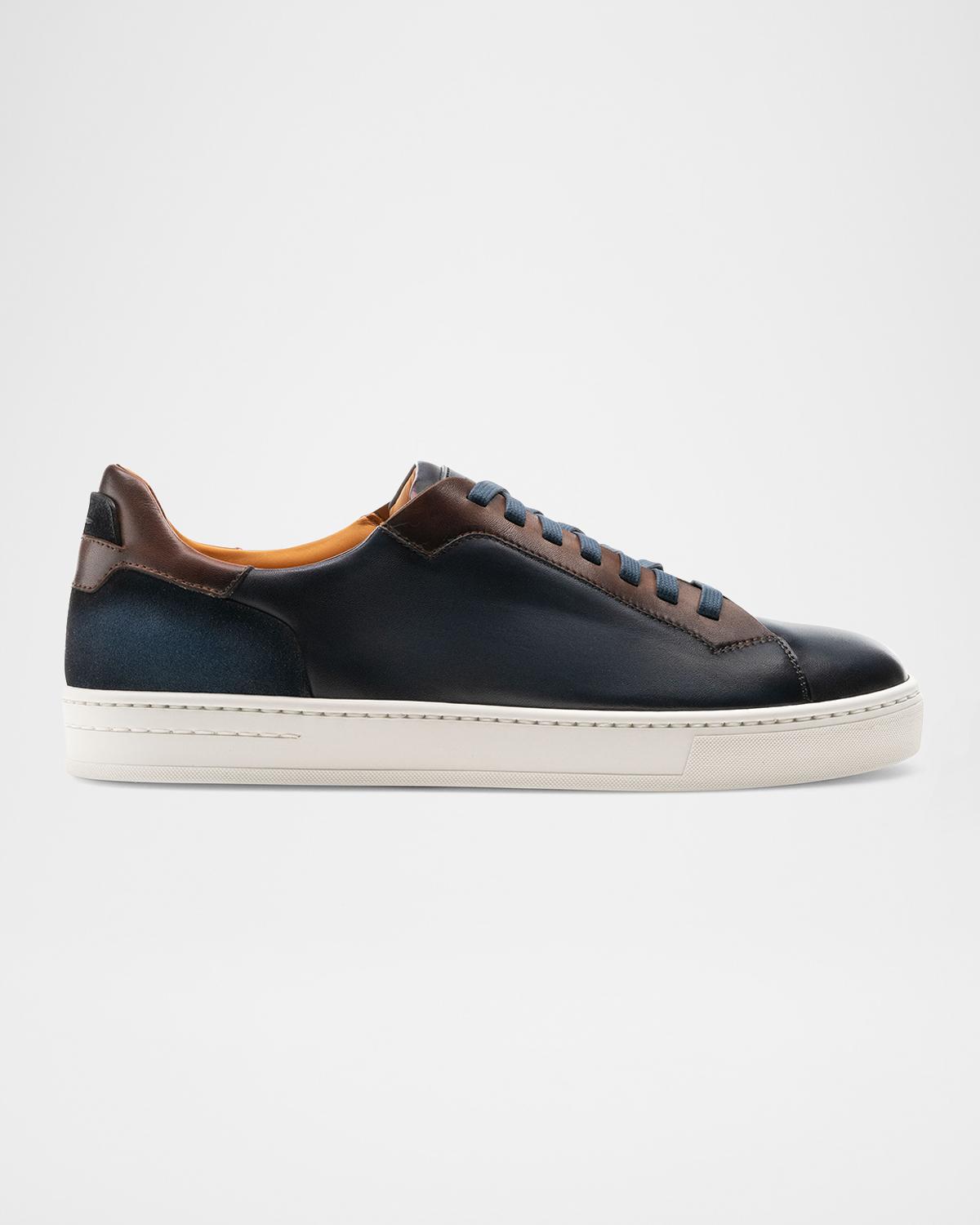 Magnanni Men's Amadeo Burnished Leather Low-Top Sneakers