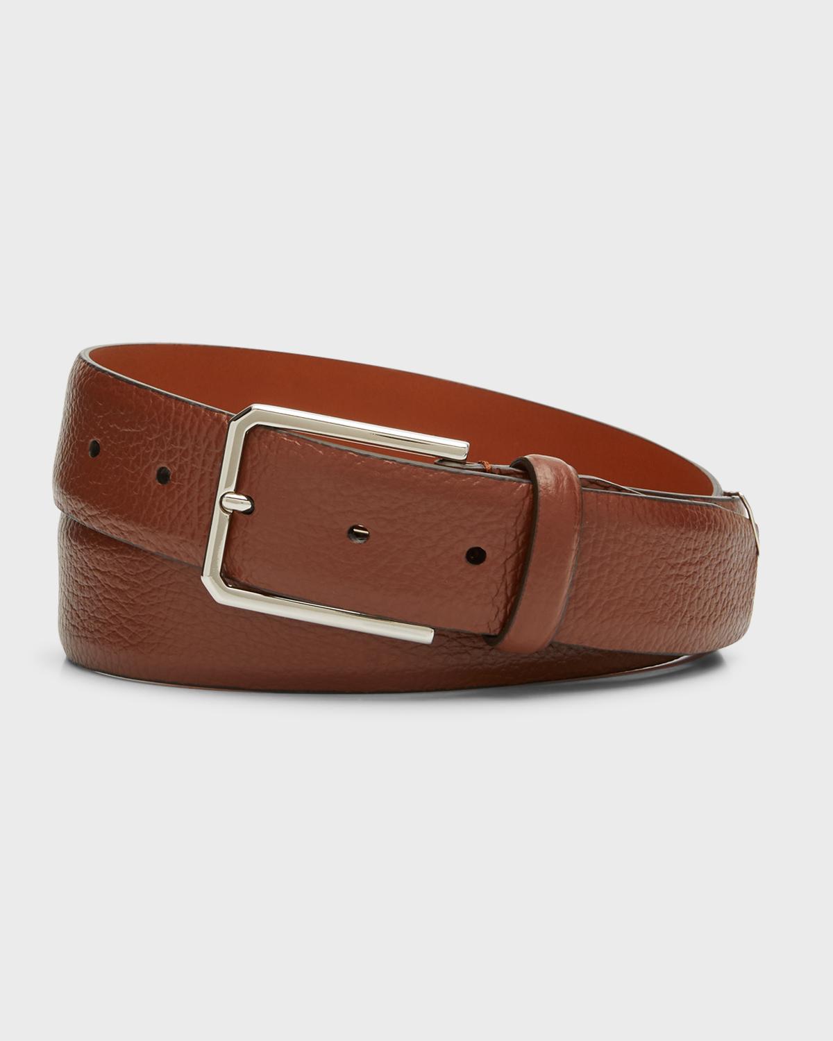 Santoni Men's Grained Leather Belt