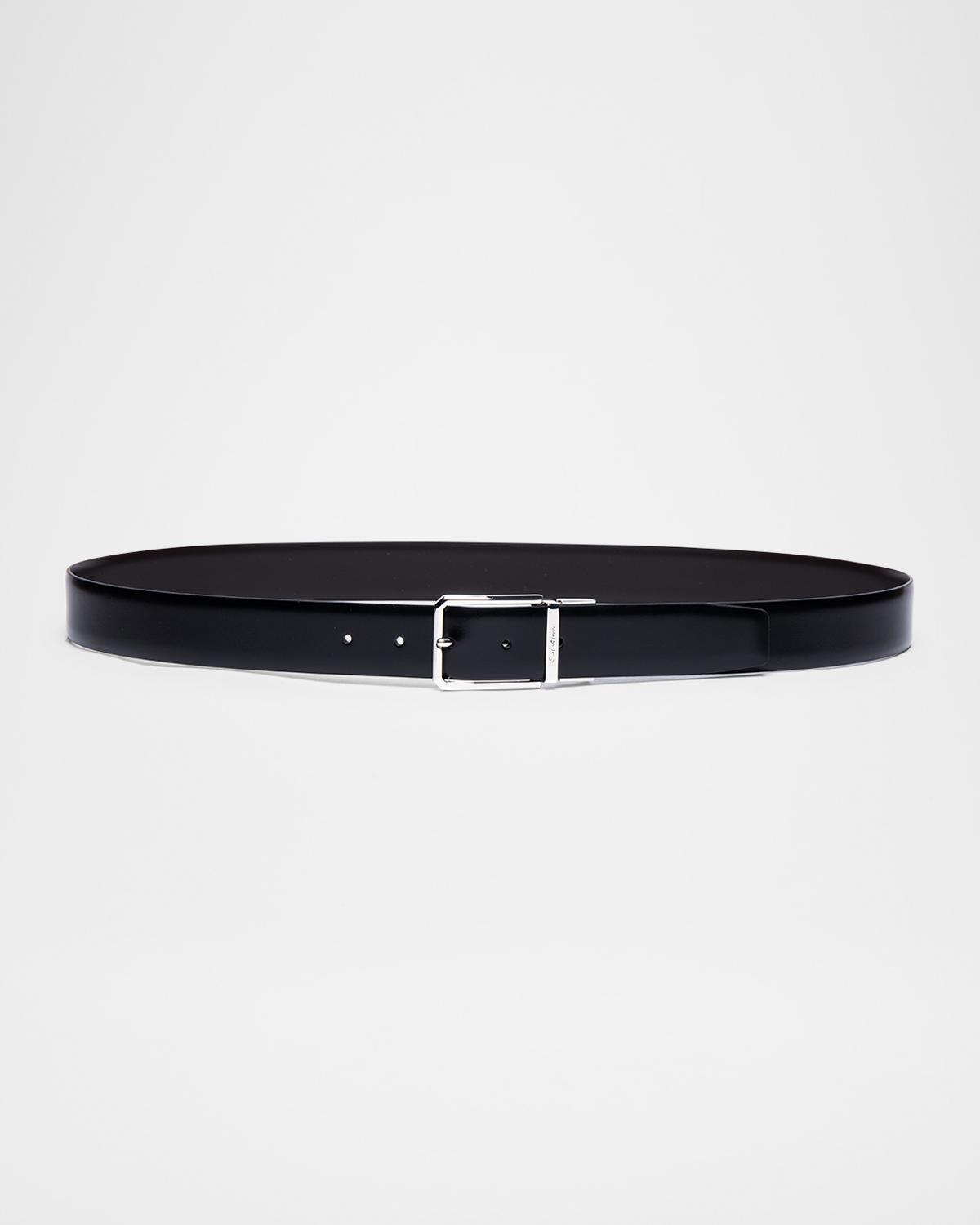 Santoni Men's Smooth Leather Reversible Belt