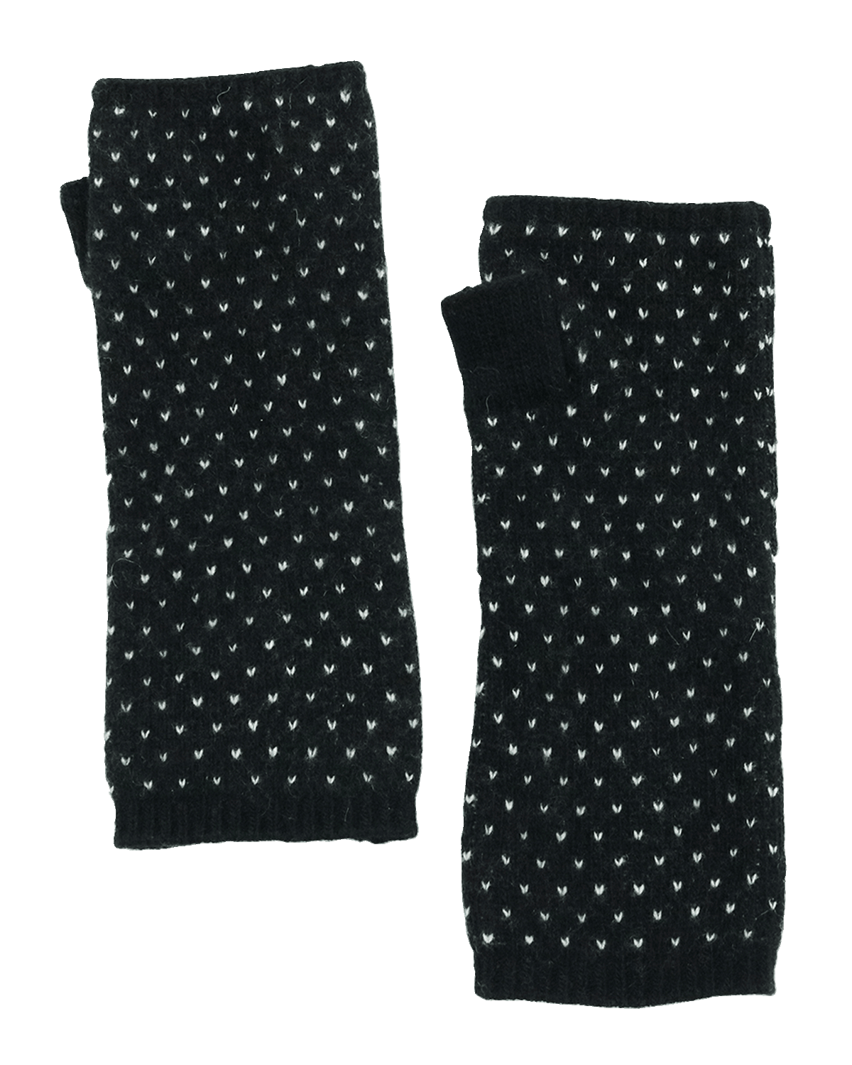 Portolano Cashmere Fingerless Bird Eye Patterned Gloves