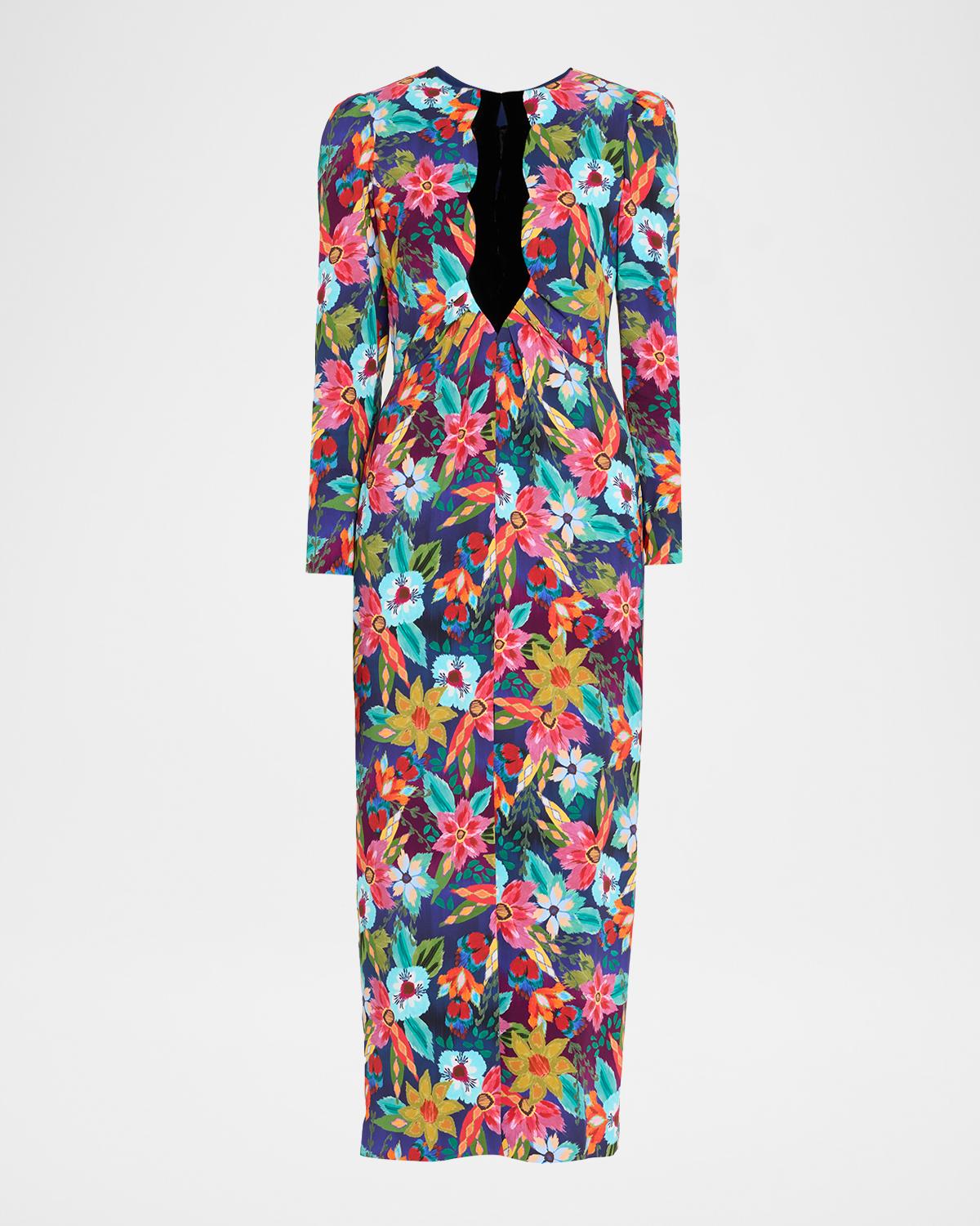 Saloni Jinx-C Velvet Cutout Midi Dress