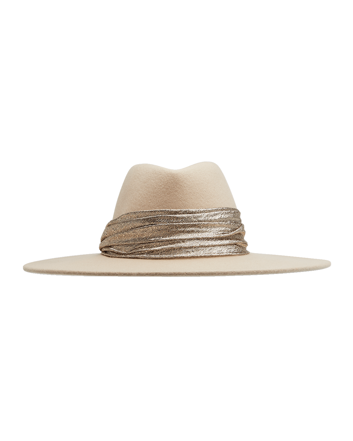 Eugenia Kim Harlowe Wool Fedora Hat w/ Metallic Ruched Band