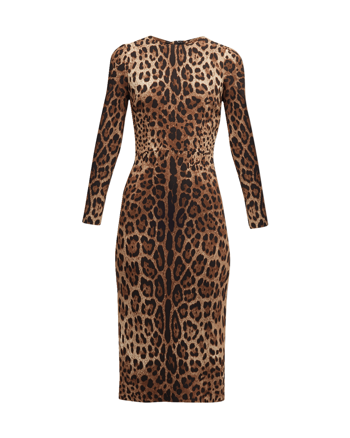 Dolce&Gabbana Leopard-Print Long-Sleeve Midi Dress