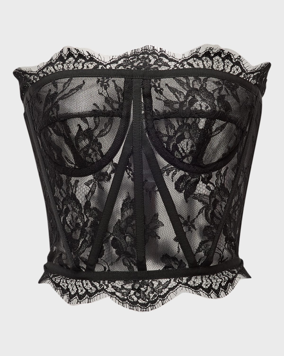 Dolce&Gabbana Scalloped Lace Strapless Corset Top