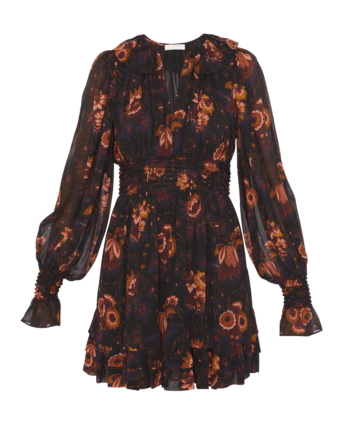 Kobi Halperin Sami Floral-Print Blouson-Sleeve Mini Dress | Neiman Marcus